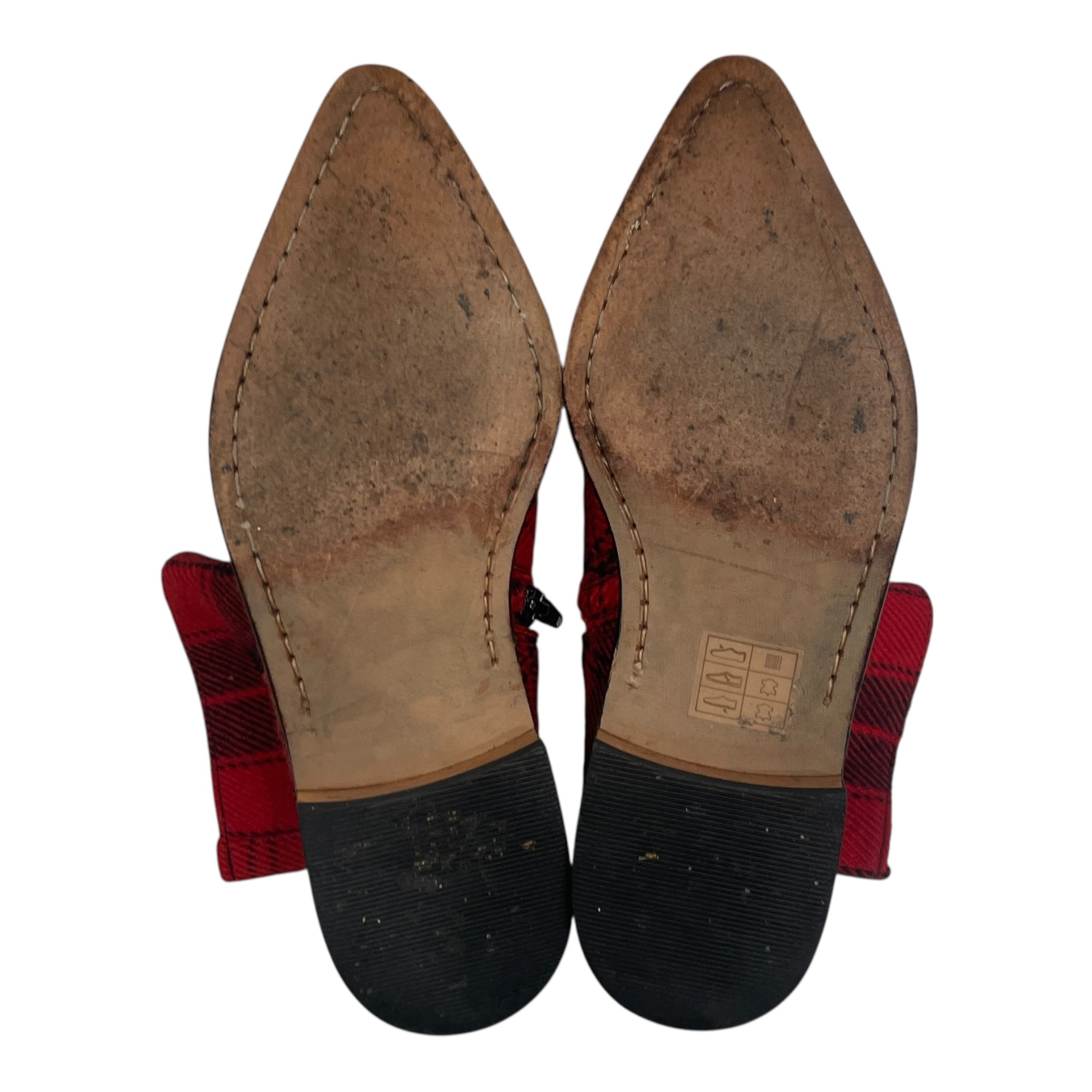 YOHJI YAMAMOTO/Ankle Boots/Plaid/Wool/RED/RED/BLK ANKLE ZIP BOOT view 4