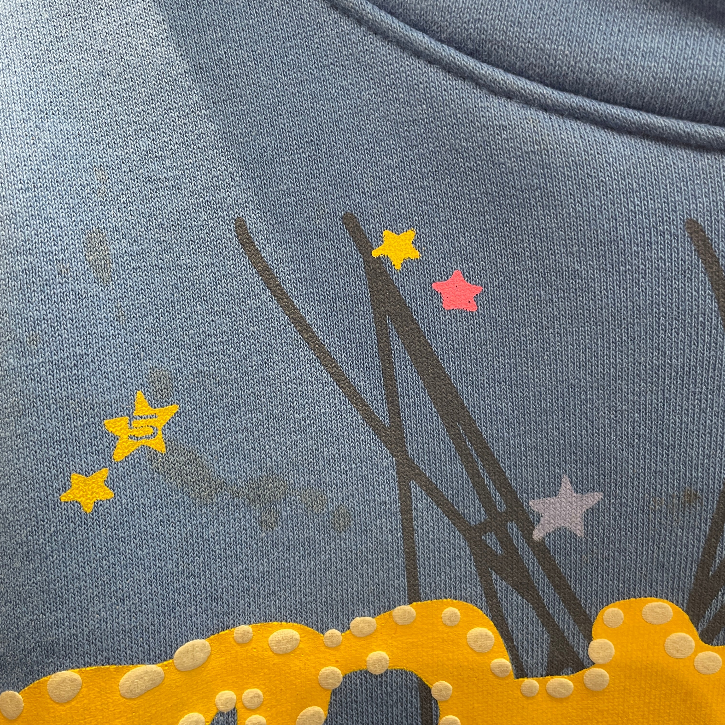Sp5der/Hoodie/M/Graphic/Cotton/BLU/YELLOW LOGO/ STARS view 3