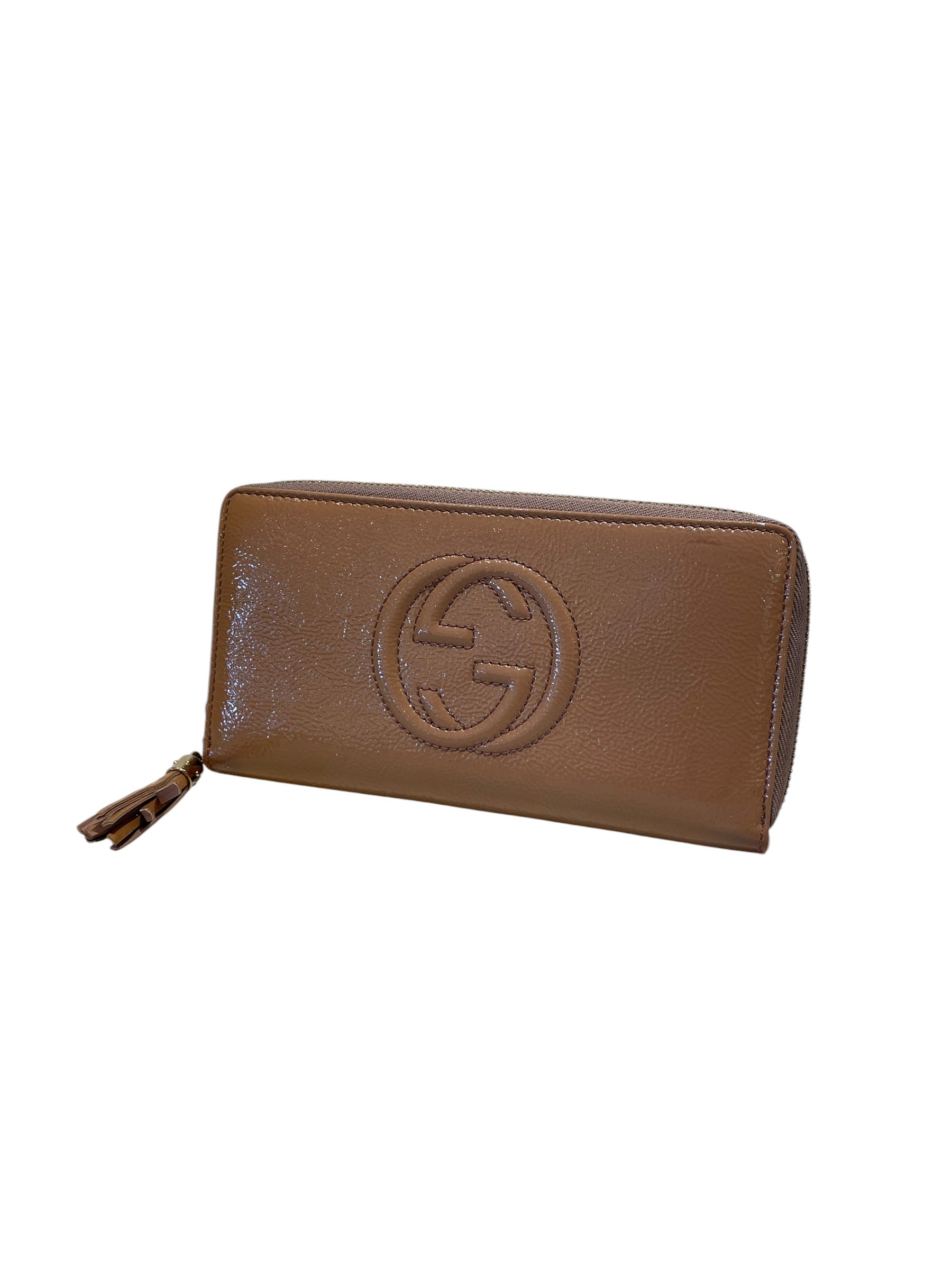 GUCCI/Bifold Wallet/Leather/BEG/Sohho Tassel Interlocking GG view 1
