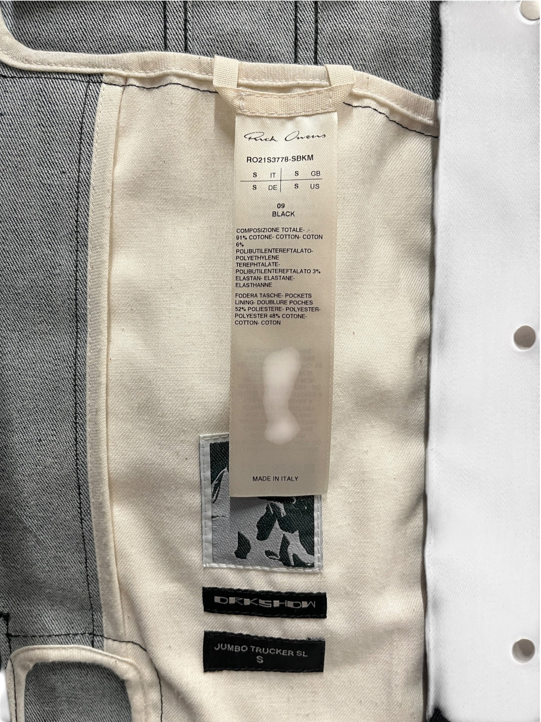 RICK OWENS DRKSHDW/Vest/S/Leather/BLK/JUMBVO TRUCKER SL view 4