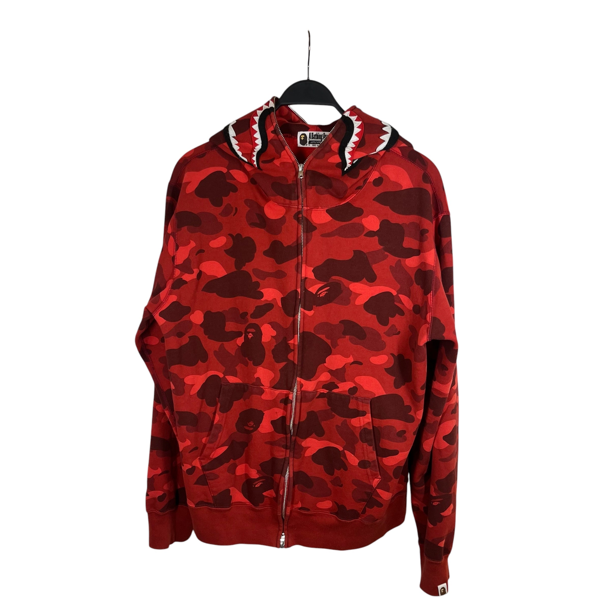 A BATHING APE/Zip Up Hoodie/XL/Camouflage/Cotton/RED/BAPE COLOR CAMO SHARK FULL ZIP view 1