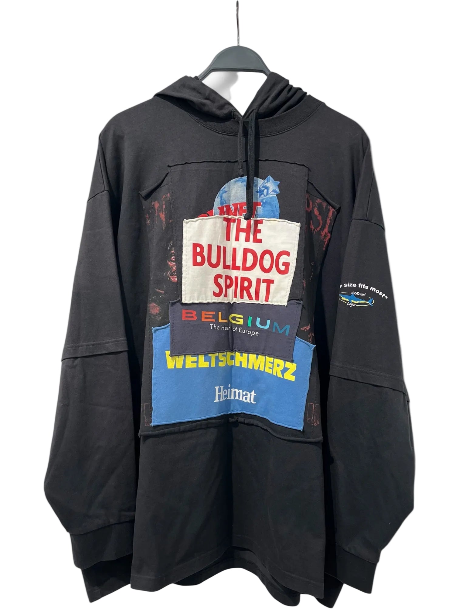 VETEMENTS/Hoodie/L/Graphic/Cotton/BLK/THE BULLDOG SPIRIT CUT&SEW view 1