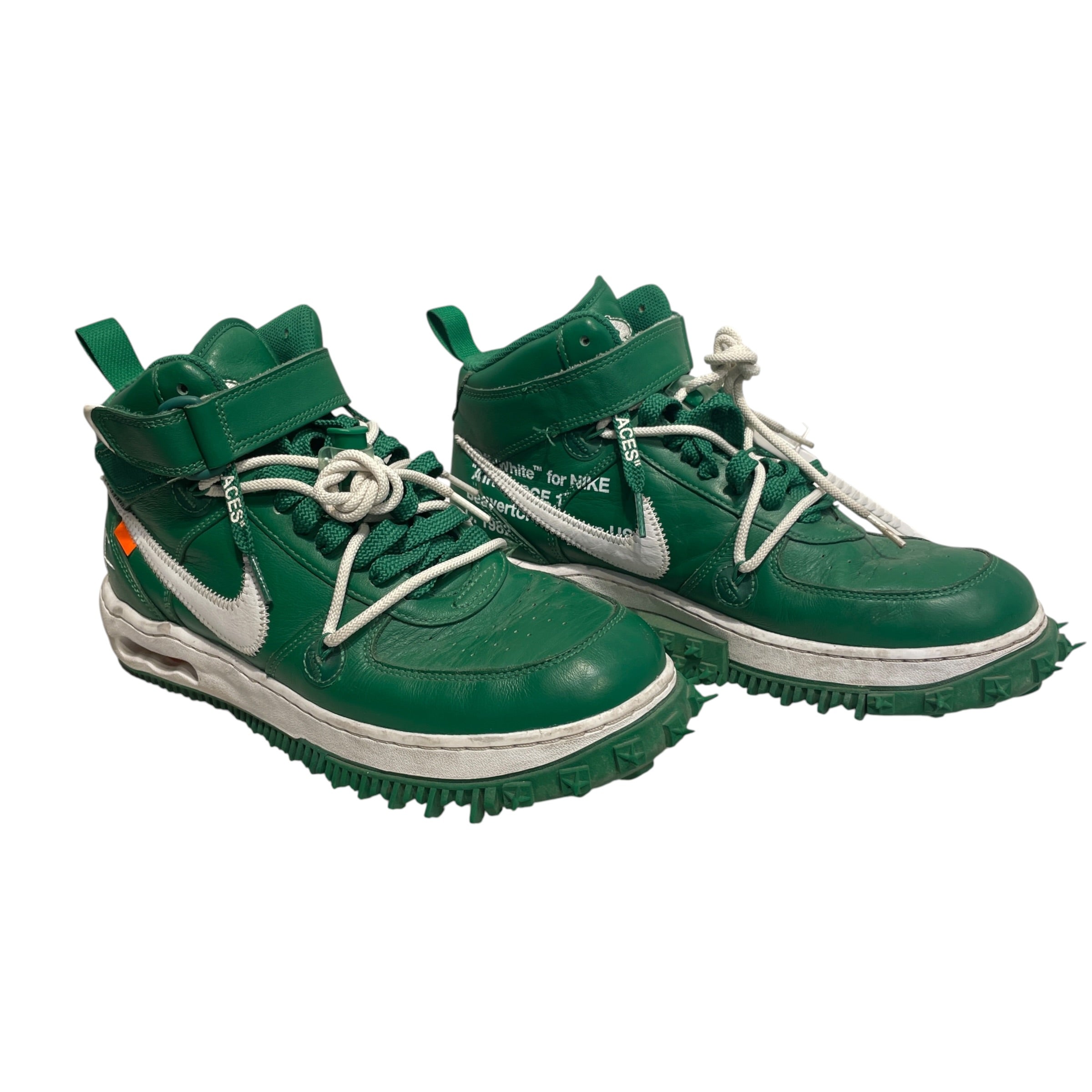 NIKE/OFF-WHITE/Hi-Sneakers/US 10/Leather/GRN/Air Force 1 Mid White-Pine view 1