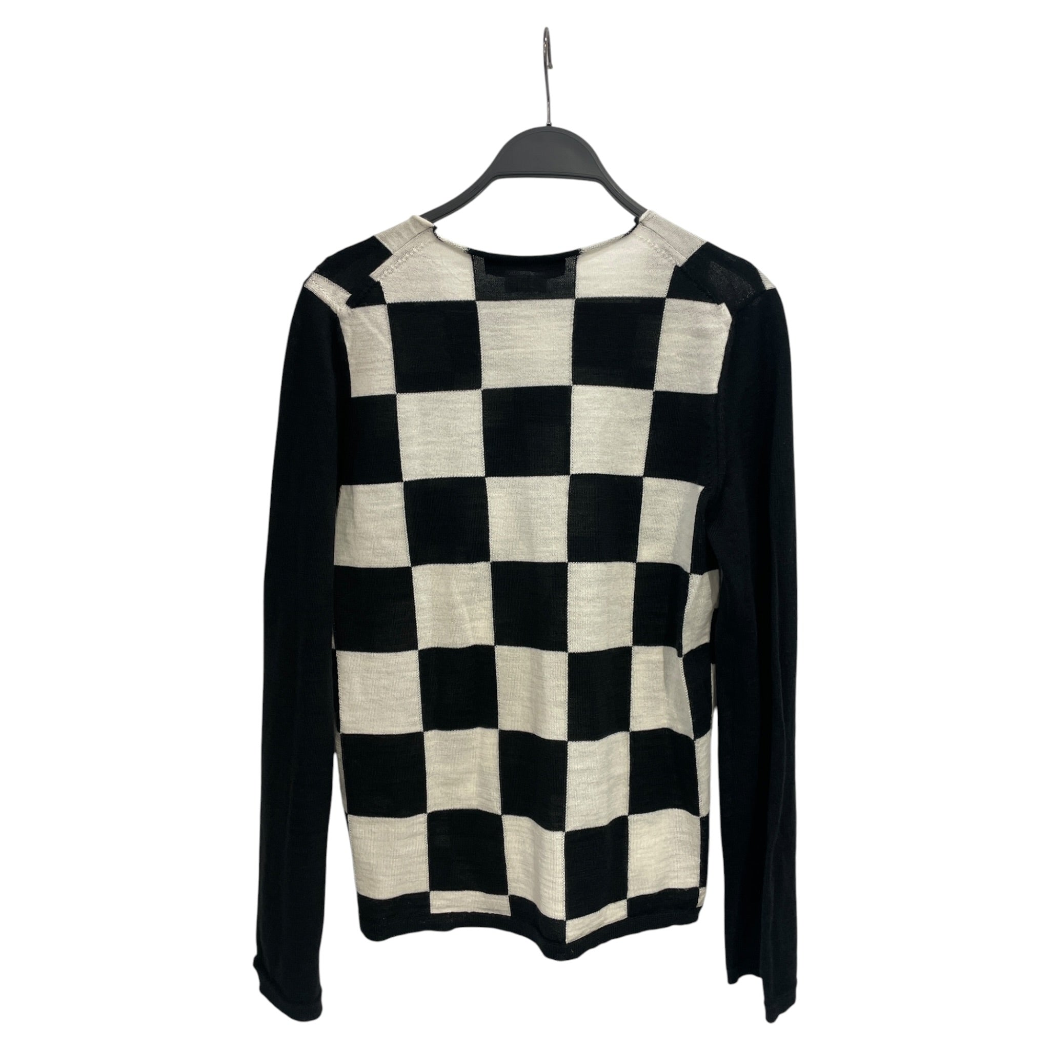 BLACK COMME des GARCONS/LS Blouse/S/All Over Print/Wool/BLK/CHECKERS view 2