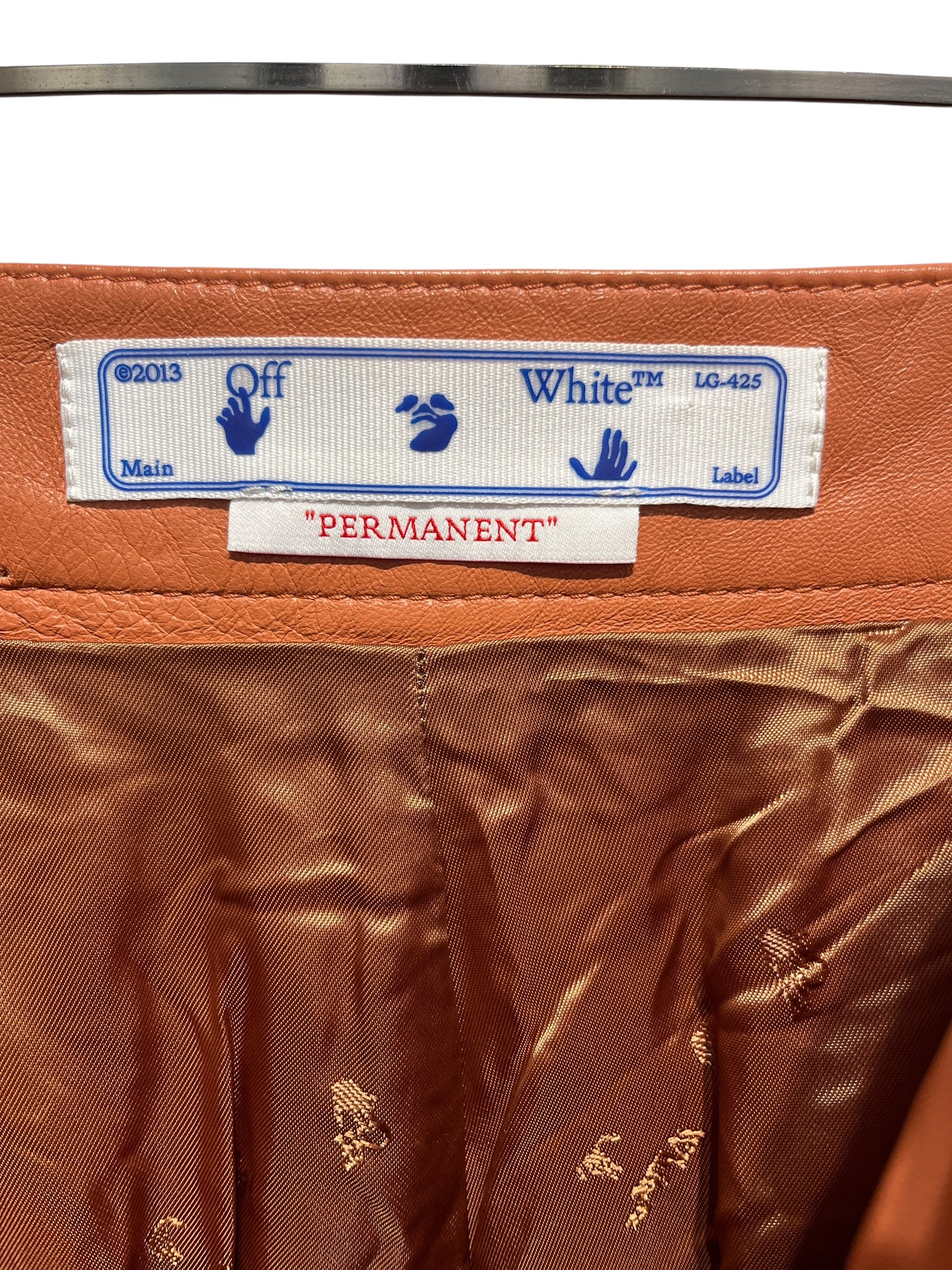 OFF-WHITE/Straight Pants/46/Leather/ORN/CUTOFF VIRGIL LOGO LEFT LEG view 3