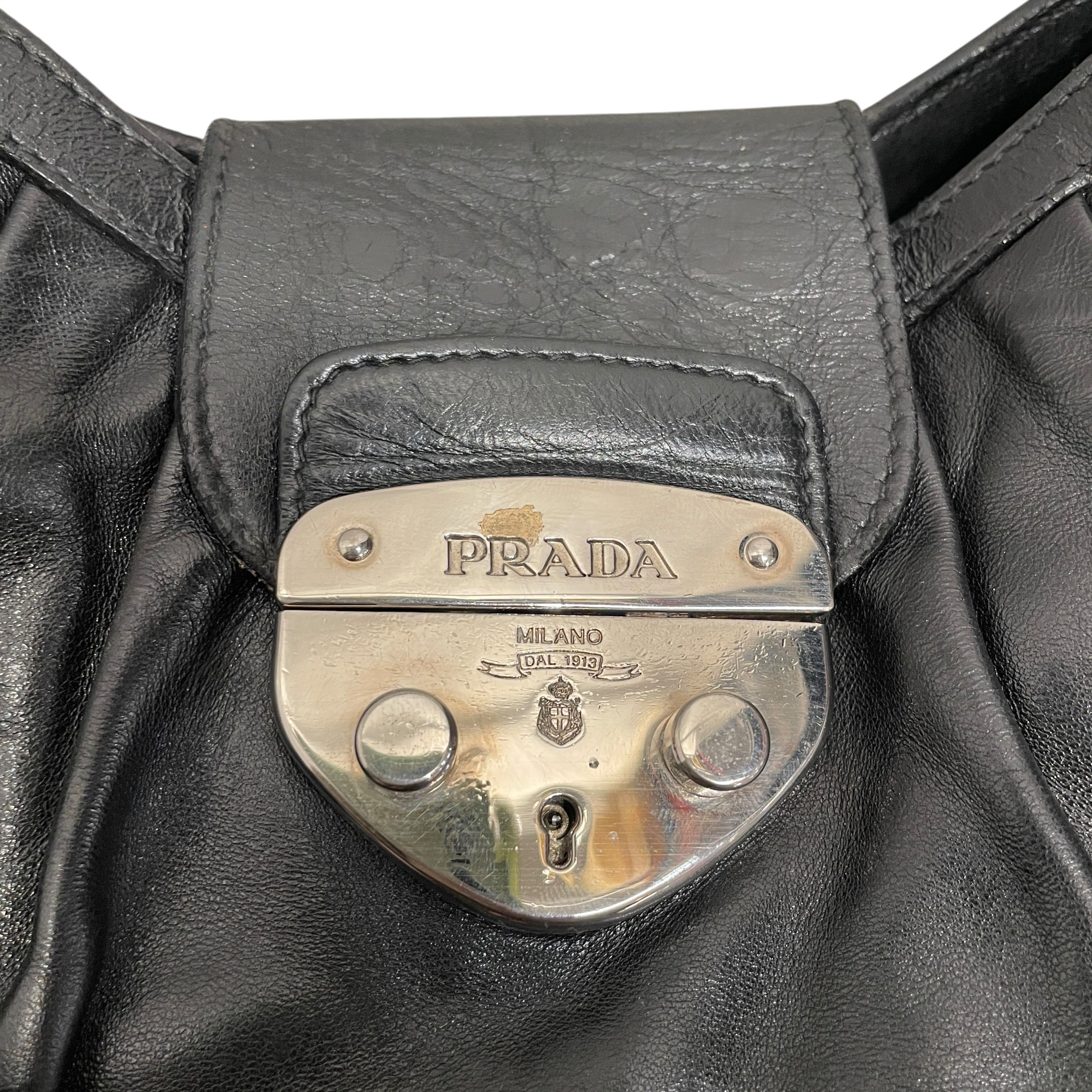 PRADA/Bag/Leather/BLK/LOCK ON FRONT view 4