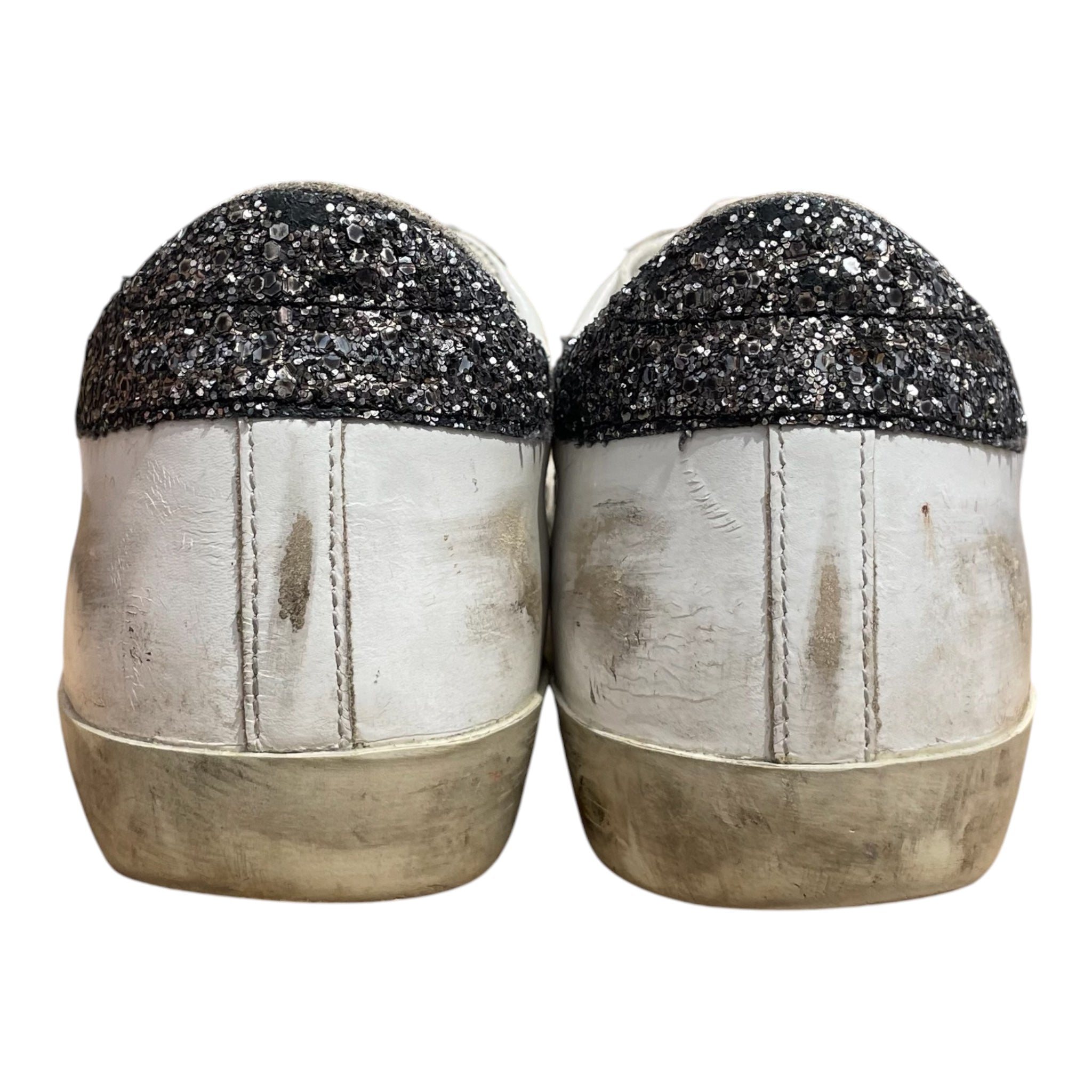 GOLDEN GOOSE/Low-Sneakers/US 7.5/Glitter/Leather/WHT/GoldenGoose SuperStar GltrHeel view 4