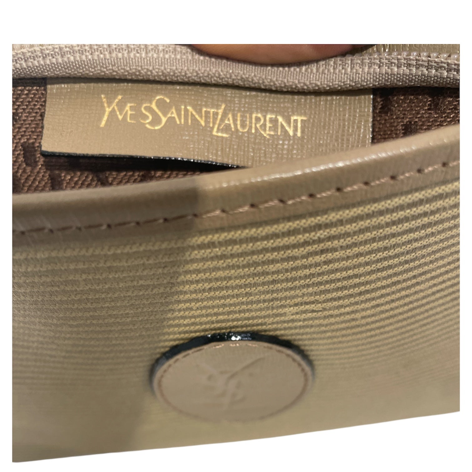 YVES SAINT LAURENT/Clutch Bag/Leather/BEG/Beige Canvas Portfolio Clutch view 3