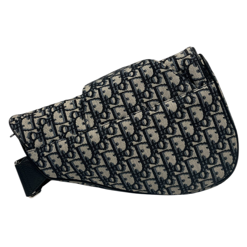 Christian Dior/Cross Body Bag/Monogram/Cotton/BLU/SADDLE BAG