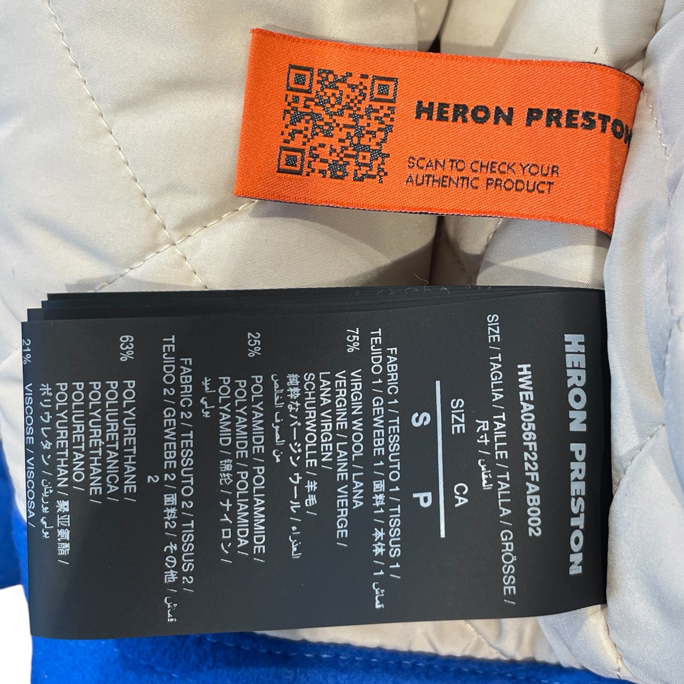 HERON PRESTON/Jacket/XS/Graphic/Leather/BLU/WHITE SLEEVE PATCHES view 3