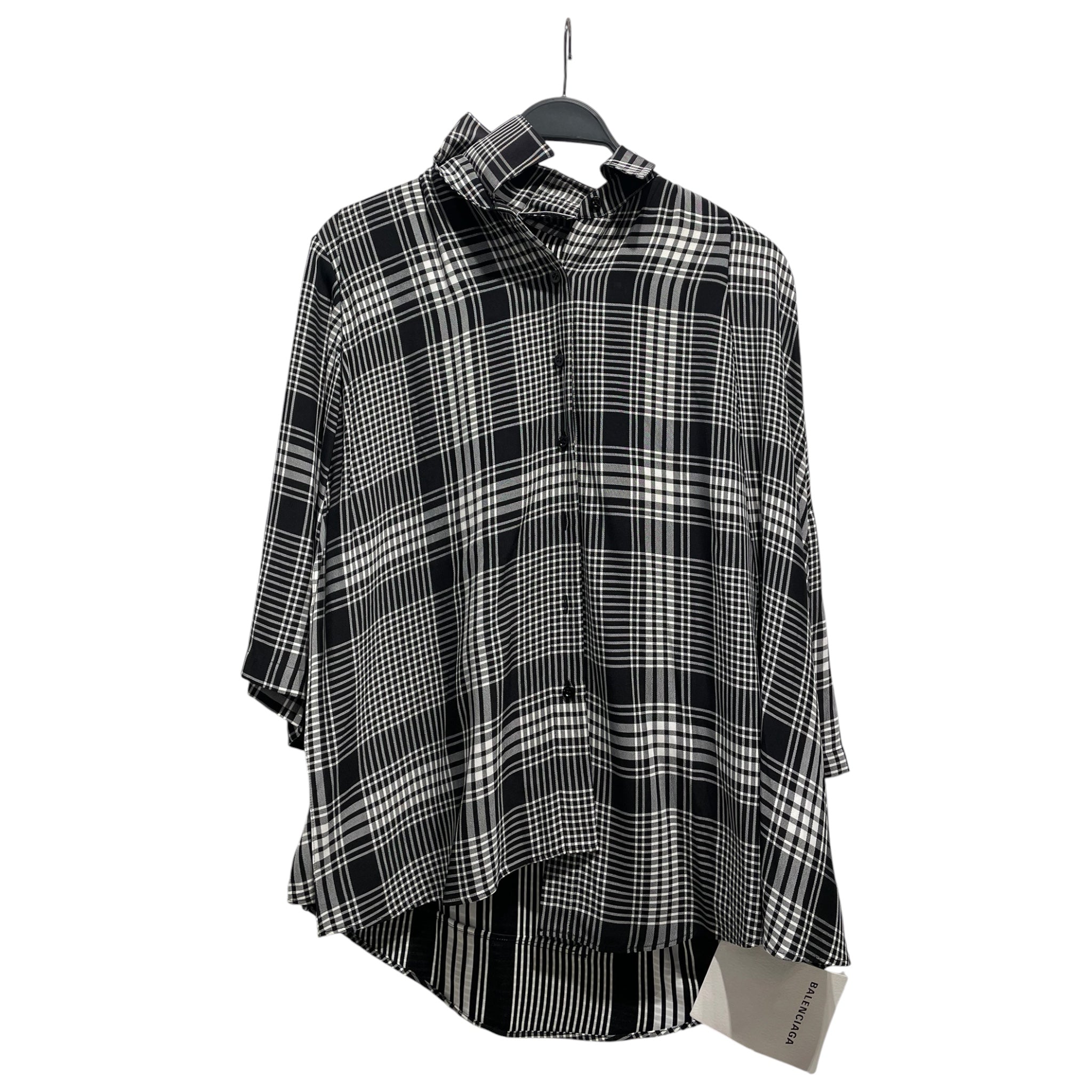 BALENCIAGA/SS Shirt/36/Cotton/BLK/Plaid/double collar view 1