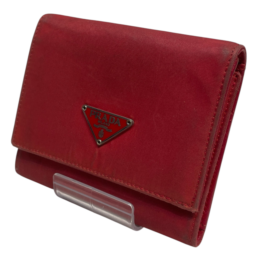 PRADA/Trifold Wallet/Nylon/RED/M's/RED BADGE view 1