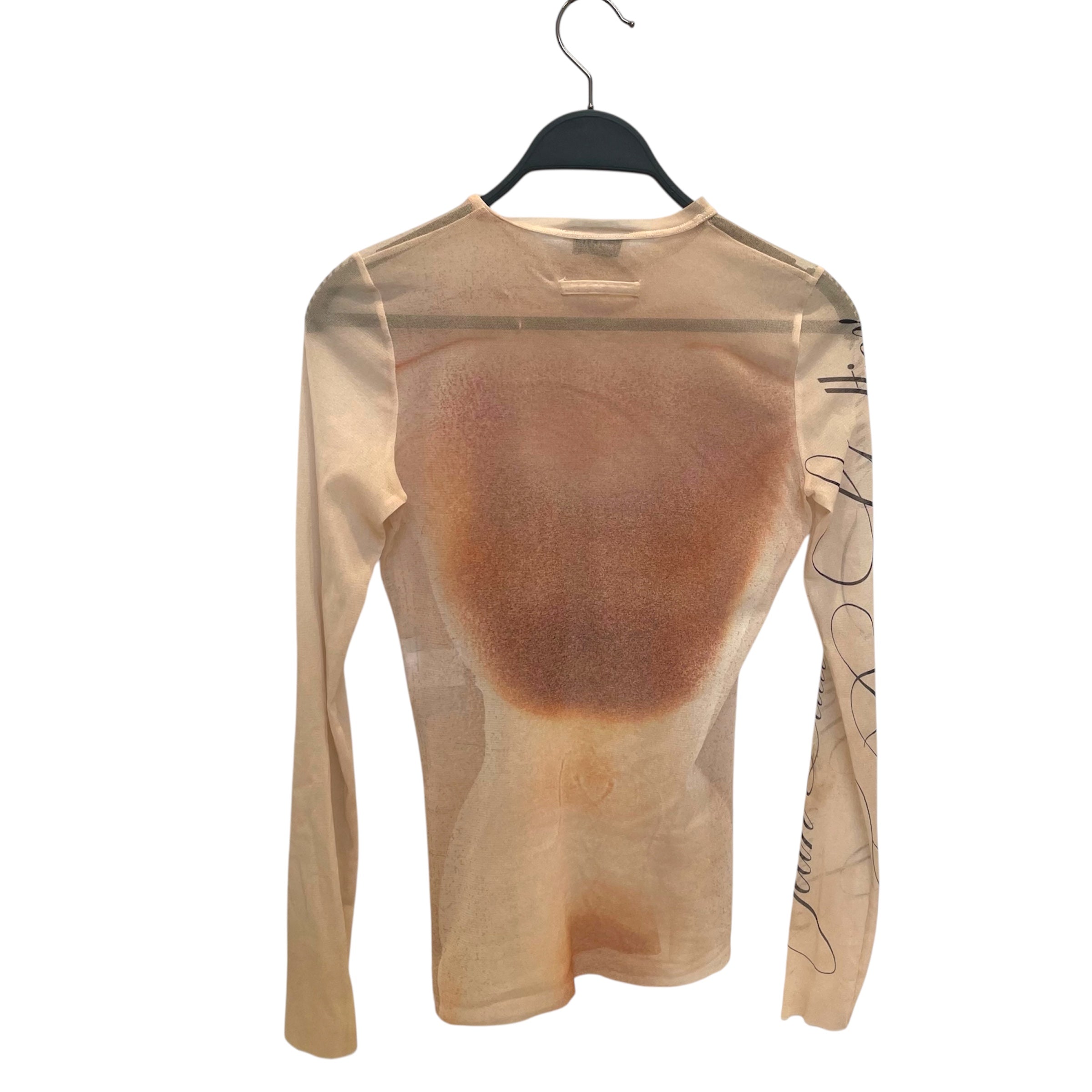 Jean Paul Gaultier/LS T-Shirt/S/BEG/mesh top view 2