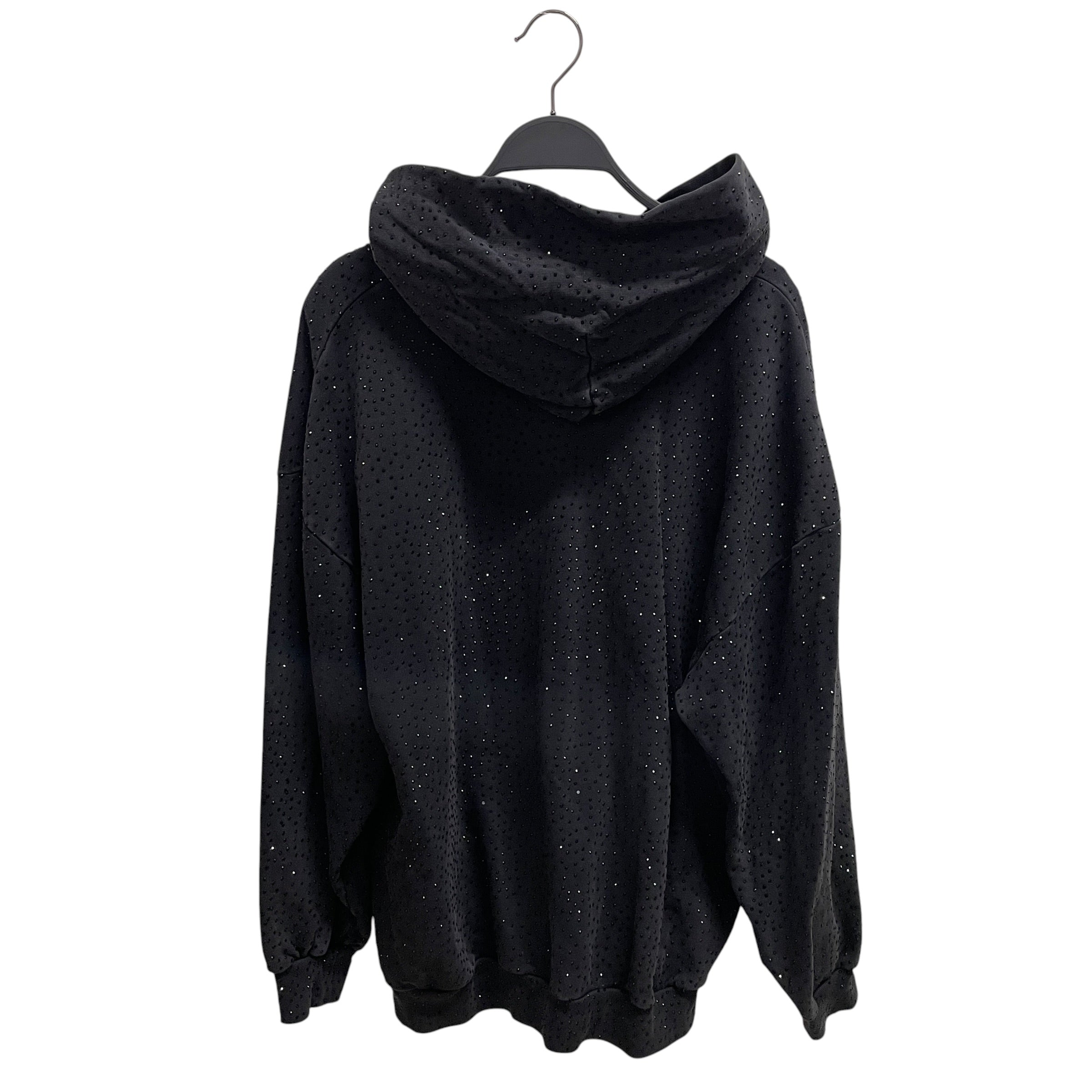 BALENCIAGA/Hoodie/S/Cotton/BLK/all over rhinestone view 2