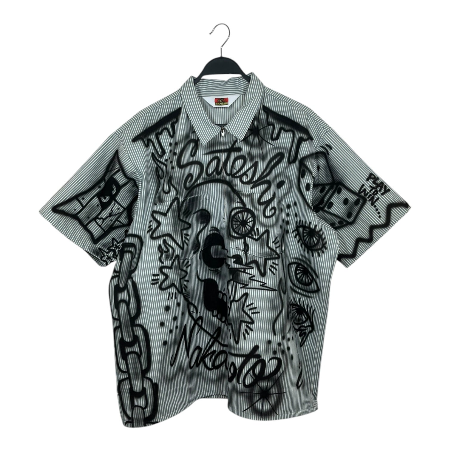 SATOSHI NAKAMOTO/SS Shirt/XXXL/Cotton/IDG/Stripe/PINSTRIPE PRINTED SHIRT view 1
