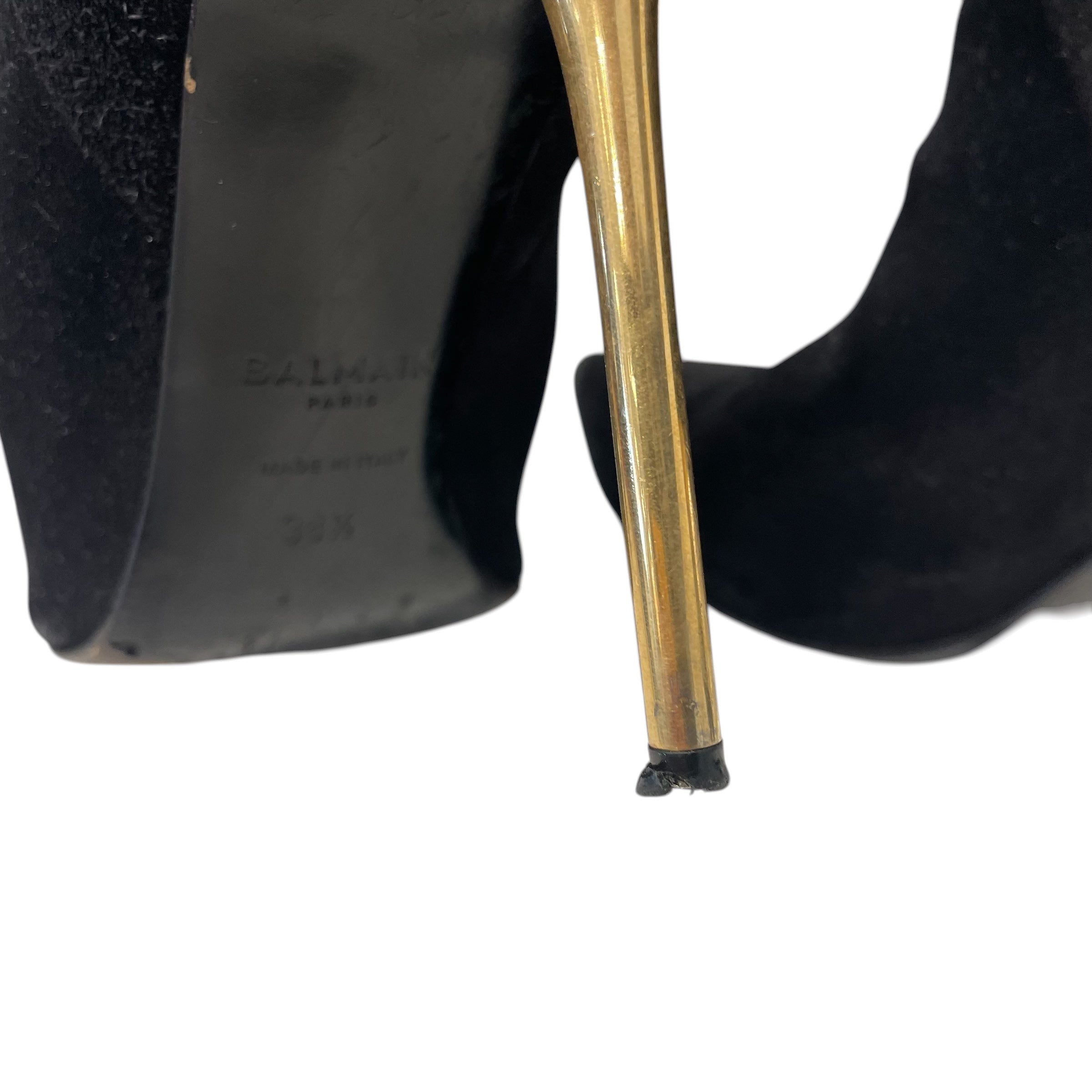 BALMAIN/Heels/EU 38.5/Suede/BLK/ view 4