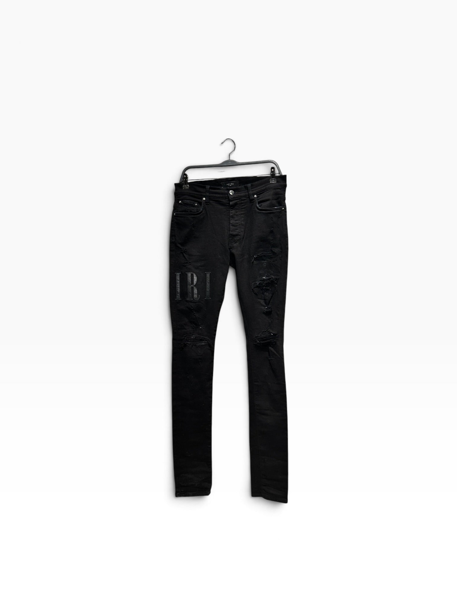 AMIRI/Skinny Pants/30/Cotton/BLK/LEATHER AMIRI LEG LOGO view 1