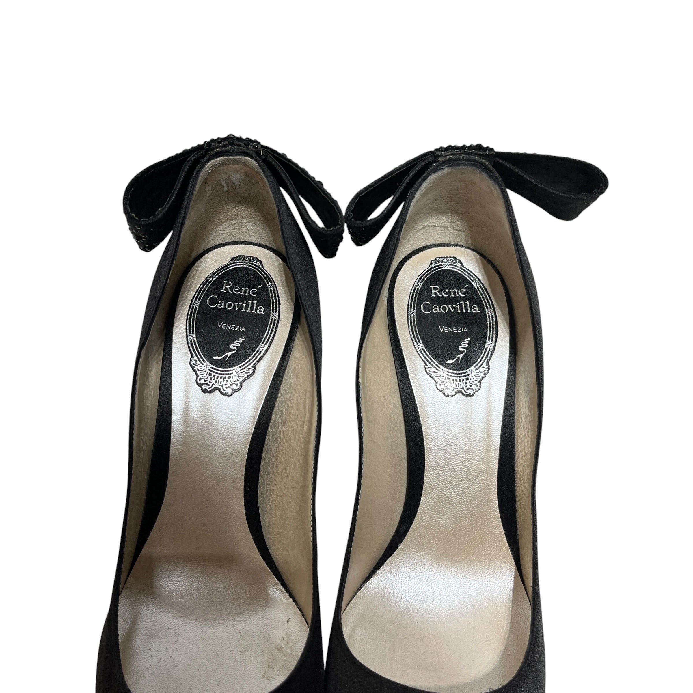 Rene Caovilla/Heels/EU 37.5/BLK/crystal bow view 3