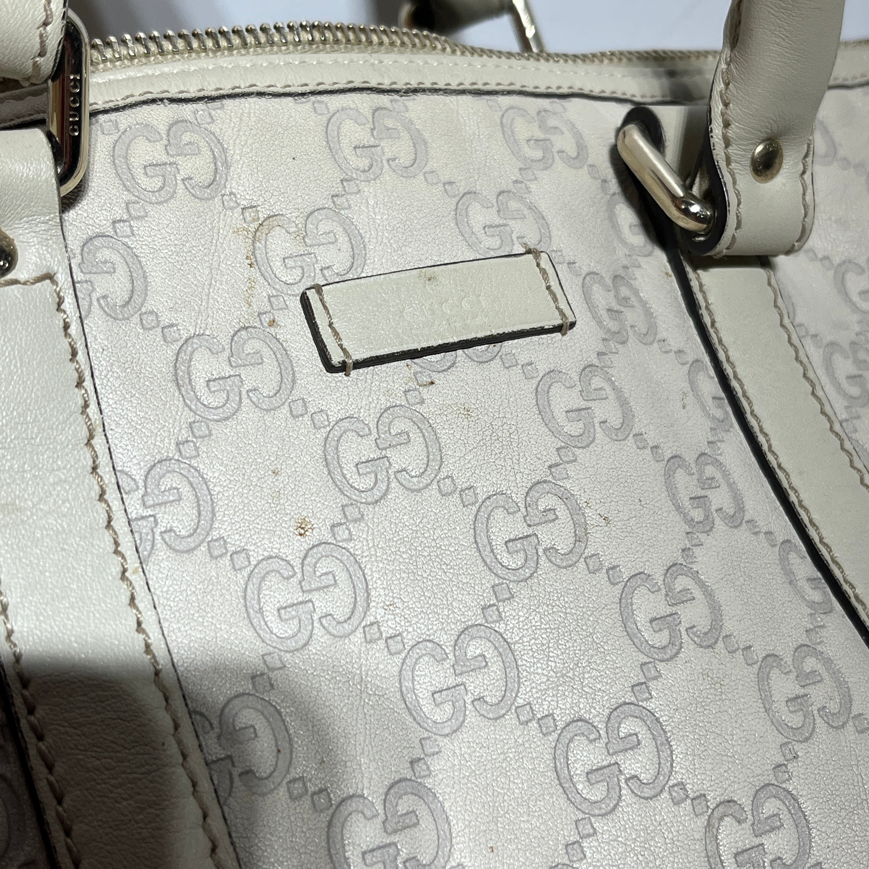 GUCCI/Boston Bag/Monogram/Leather/CRM/GG Guccissima Marmont Boston view 8
