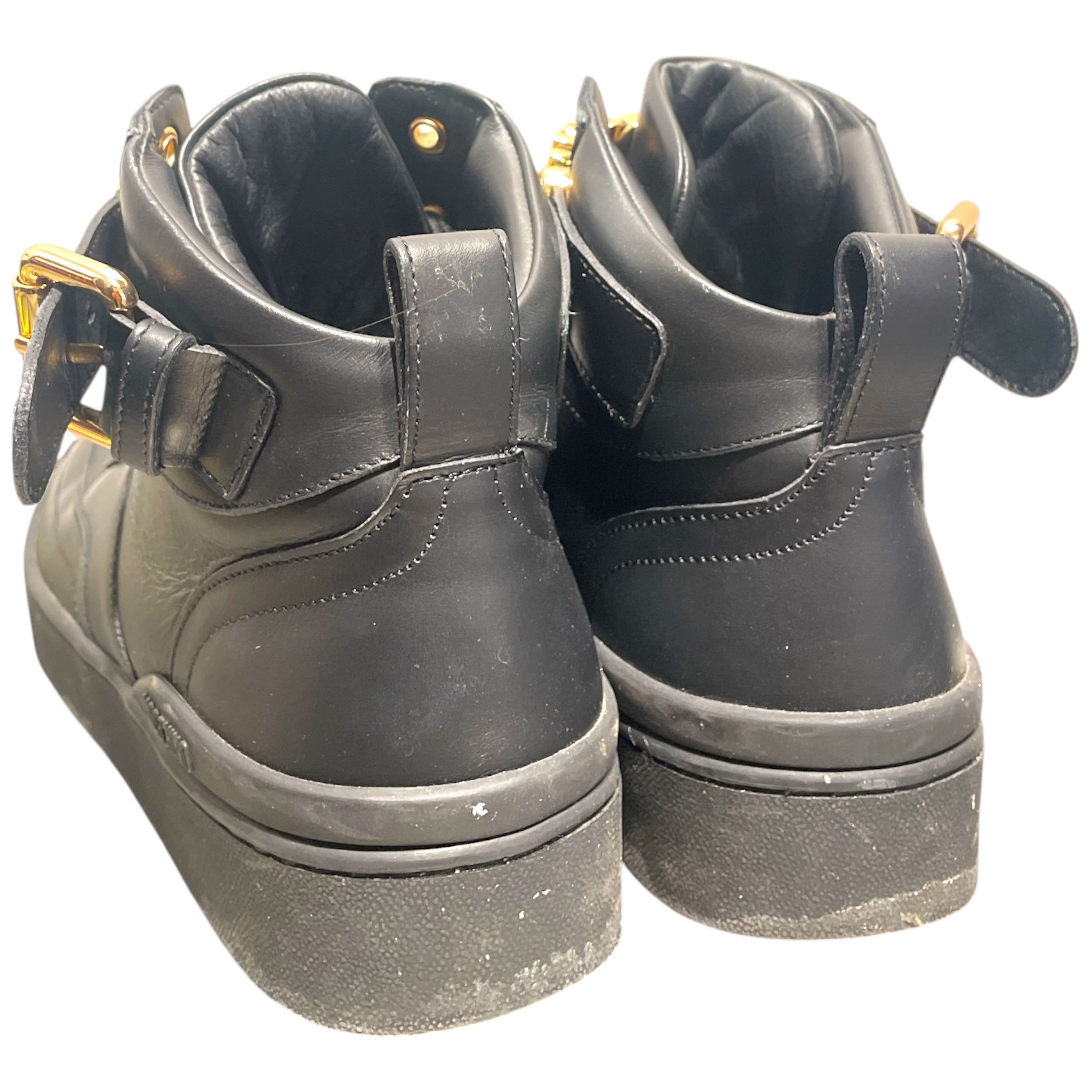 MOSCHINO/Hi-Sneakers/EU 38/Leather/BLK/GLD LOGO HIGHTOP/BUCKLE STRAP view 2