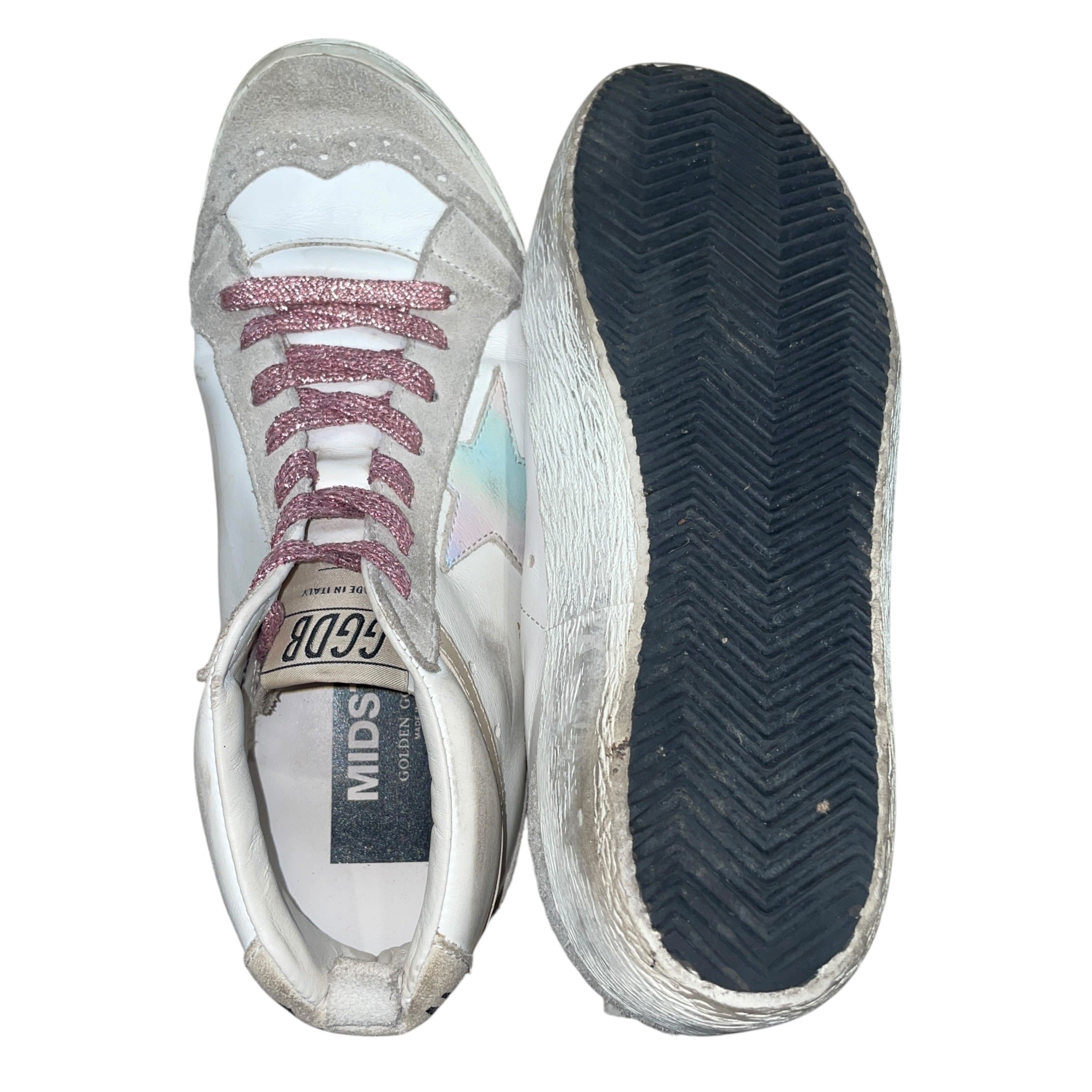 GOLDEN GOOSE/Hi-Sneakers/EU 37/Leather/WHT/Mid Star Sparky Pink Lace view 5