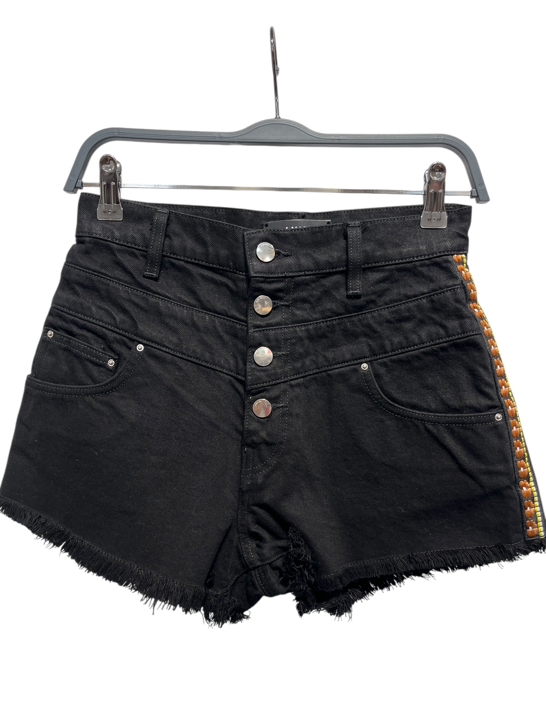 AMIRI/Shorts/25/Cotton/BLK/Button Fly/4 button shorts w/ tribal stri view 1
