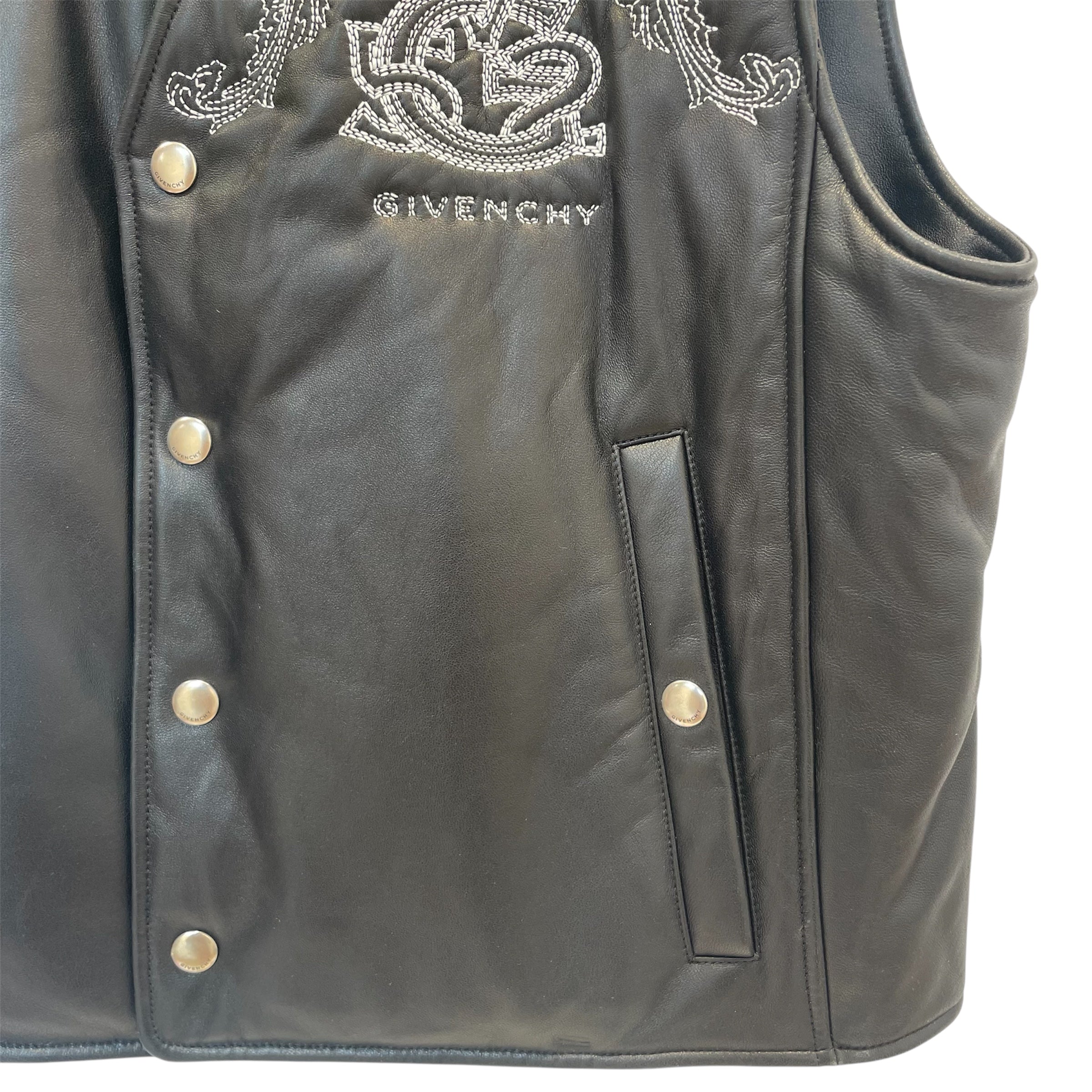 GIVENCHY/Vest/52/Lambskin/BLK/snap vest/embroidered view 4