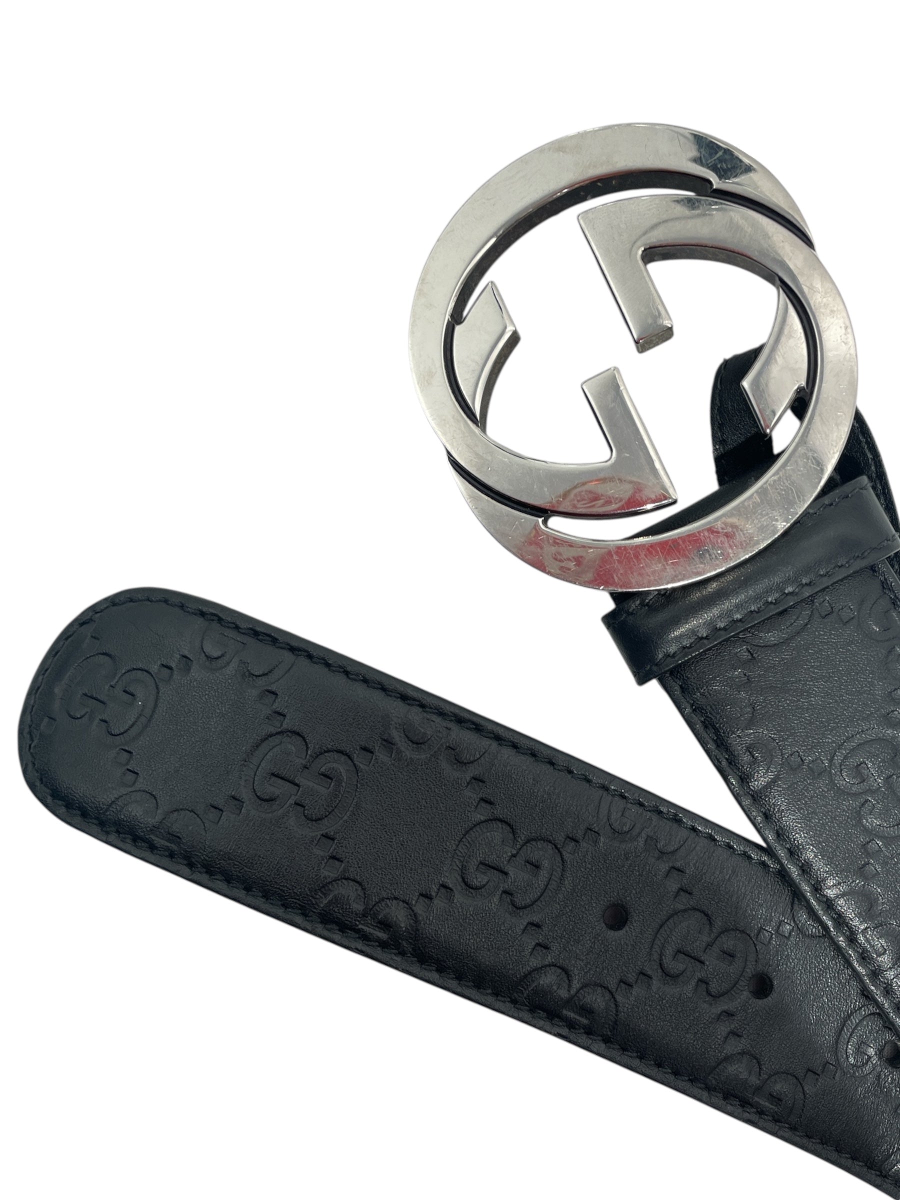 GUCCI/Belt/Monogram/Leather/BLK/Silver GG Monogram Belt view 2