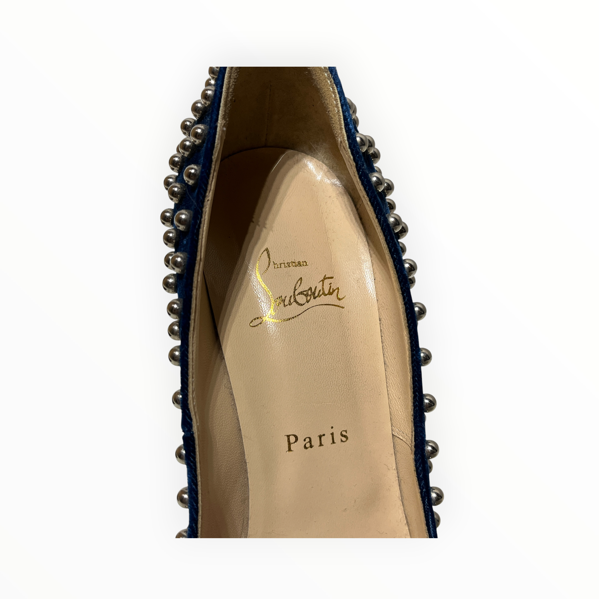 Christian Louboutin/Heels/EU 40/NVY/VELVET SILVER BEADS view 4