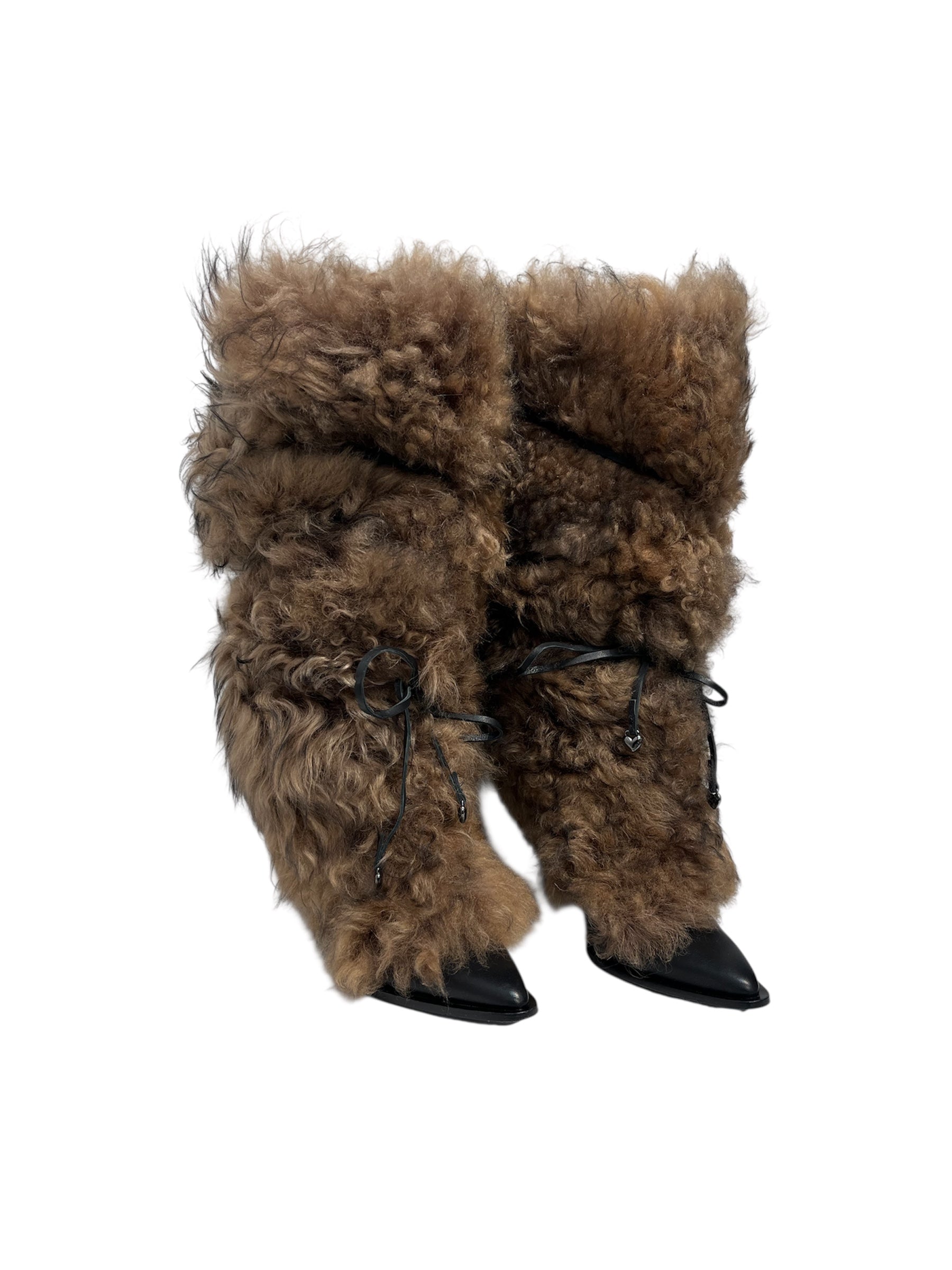 UGG australia/AMBUSH/Boots/US 10/Fur/BRW/fur heel boots strap ties view 1