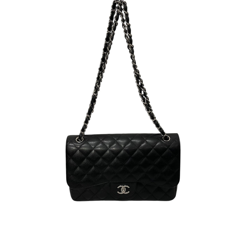CHANEL/Hand Bag/Leather/BLK/MEDIUM CAVIAR FLAP BAG
