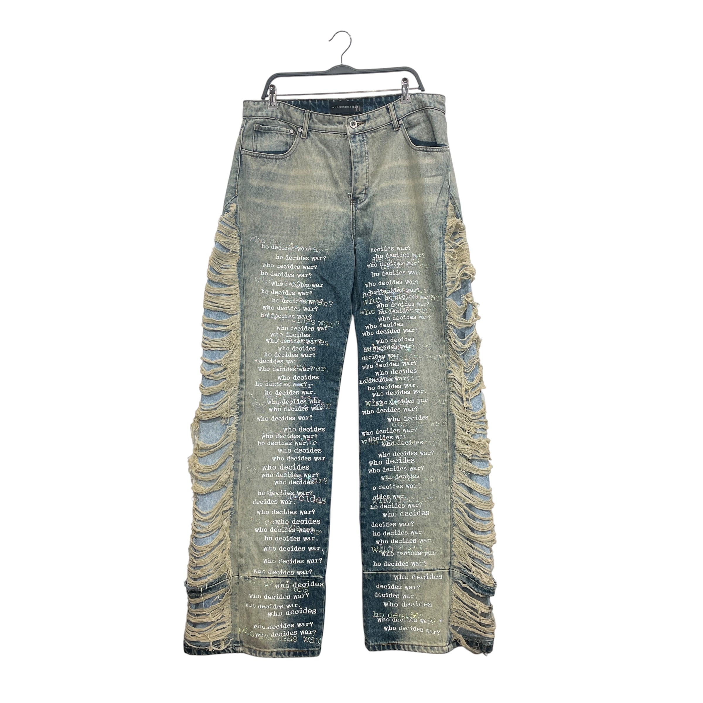 WHO DECIDES WAR/Straight Pants/36/Cotton/IDG/All Over Print/WHO DECIDE WAR BEDAZZLED view 1