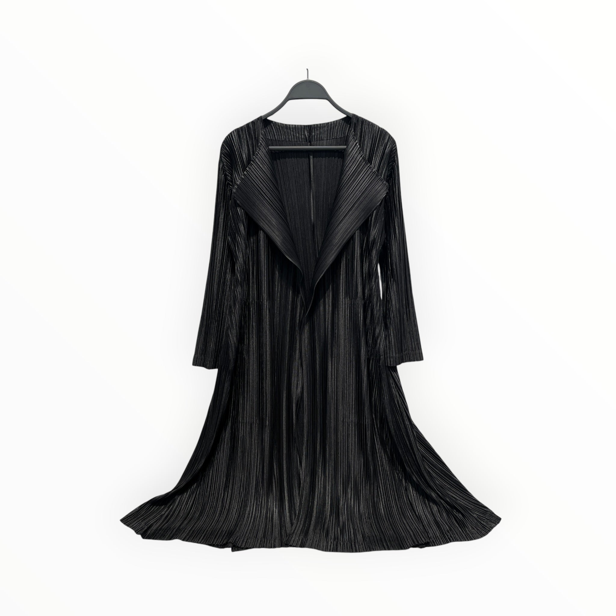 PLEATS PLEASE ISSEY MIYAKE/Cardigan/2/Polyester/BLK/Long Length/MAXI METALLIC DRAPED view 1