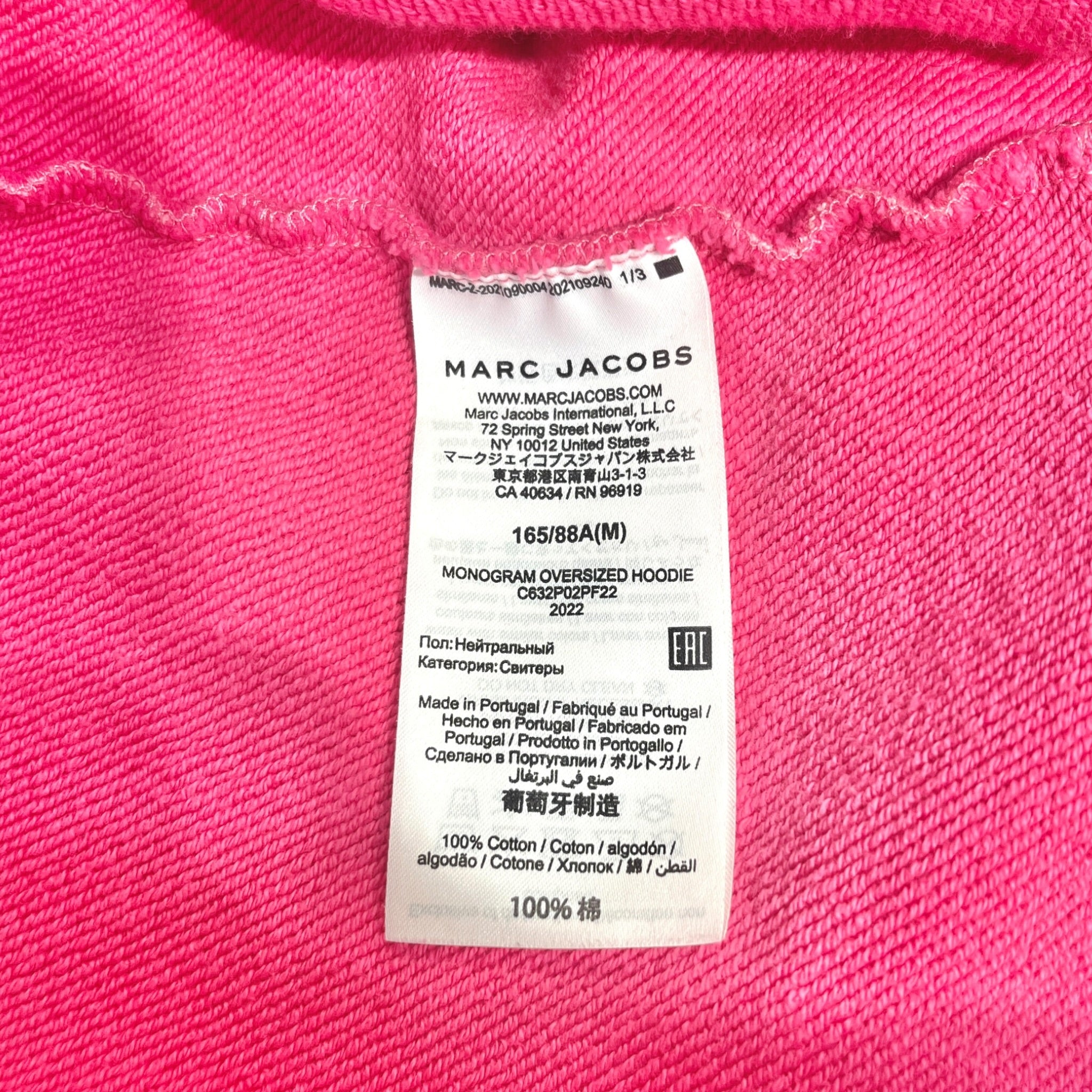 MARC JACOBS/Hoodie/M/Monogram/Cotton/PNK/ view 4