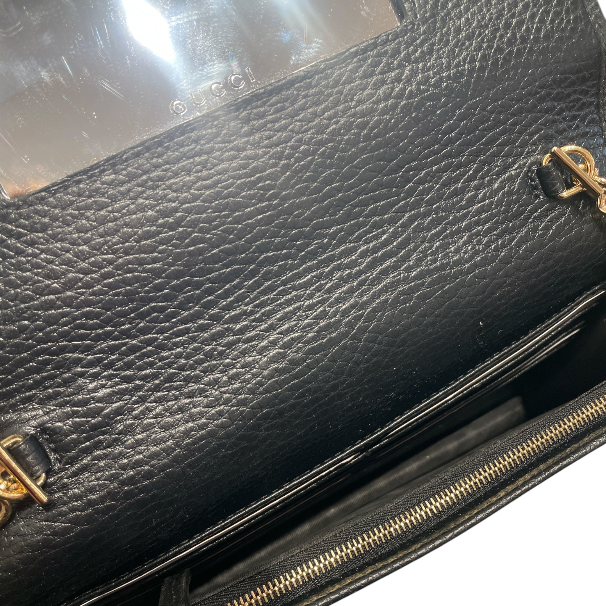 GUCCI/Cross Body Bag/Leather/BLK/Black Marmot Wallet on Chain view 4