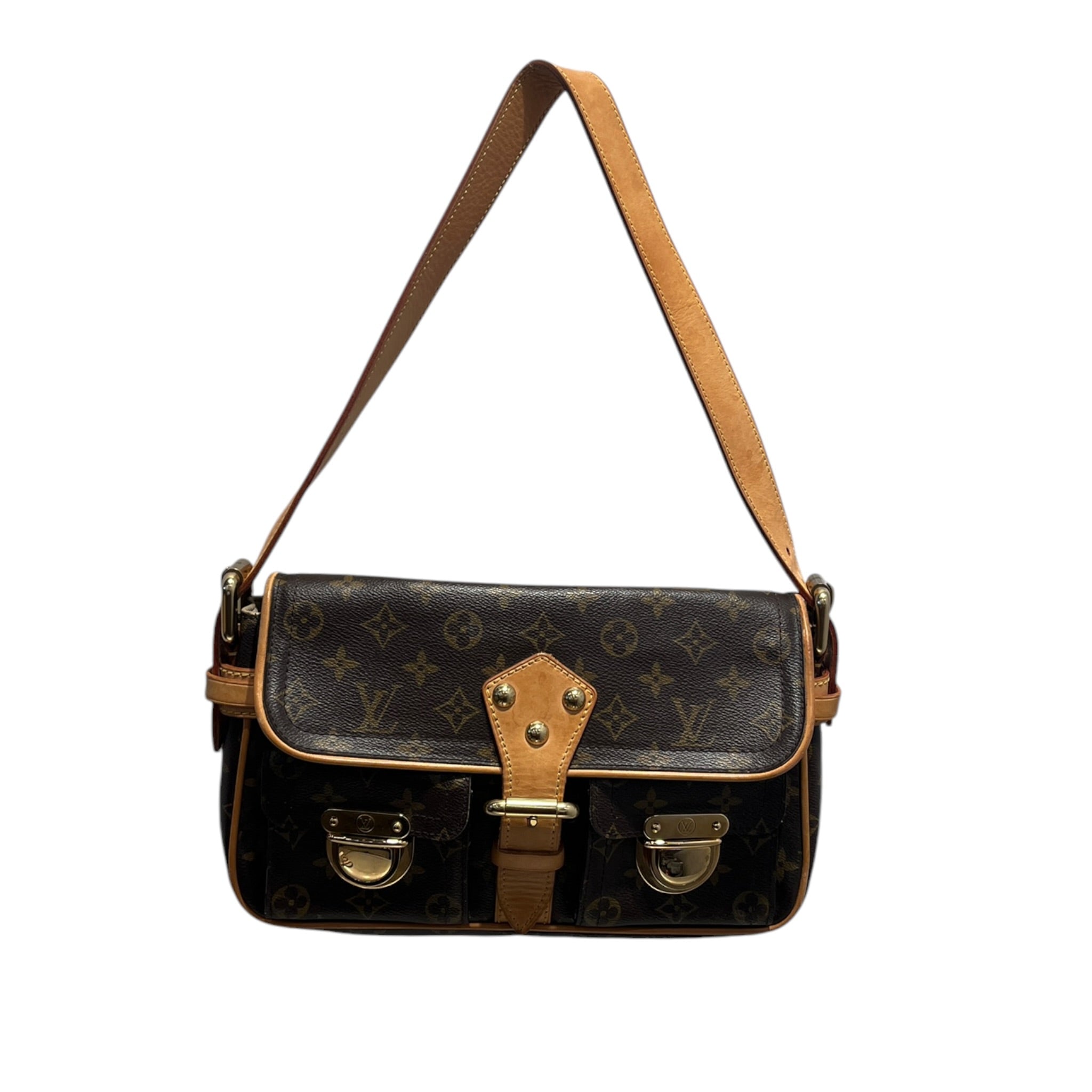 LOUIS VUITTON/Hand Bag/Monogram/Leather/BRW/HUDSON PM BUCKLES view 1