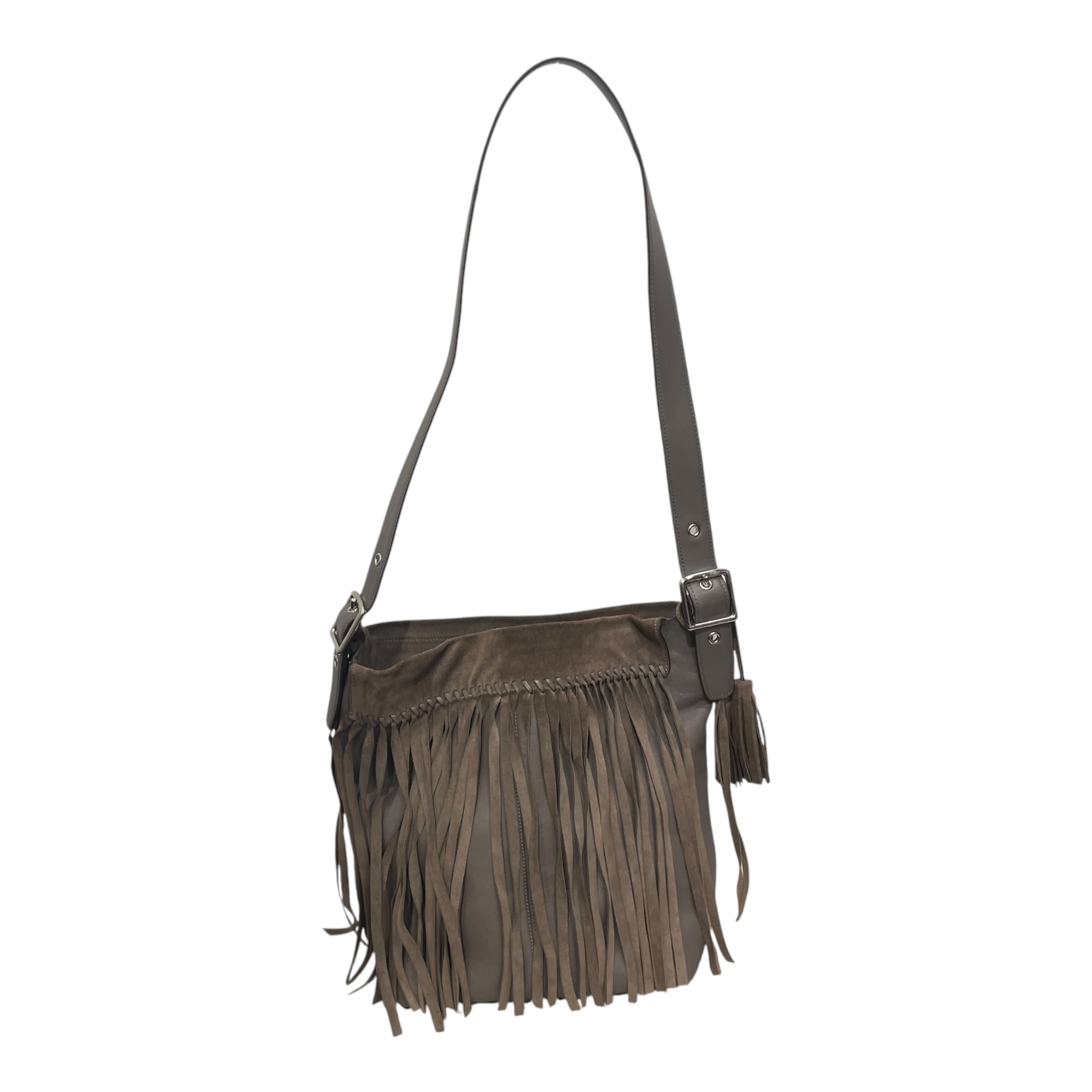 COACH/Cross Body Bag/Leather/GRY/BRW/GRAY SUEDE FRINGE TOTE view 2