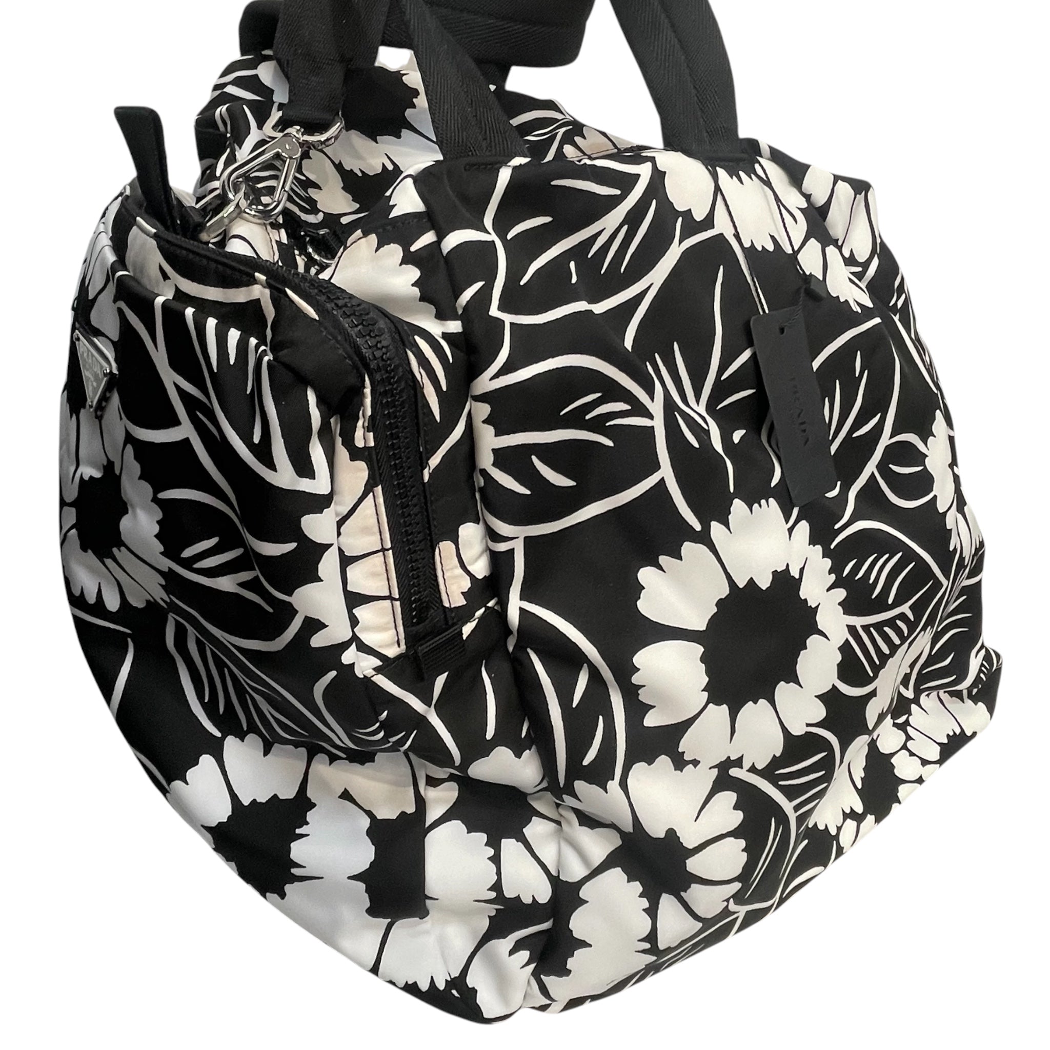 PRADA/Bag/FREE/Floral Pattern/Nylon/BLK/TRIANGLE BAG SIDE BAG view 3