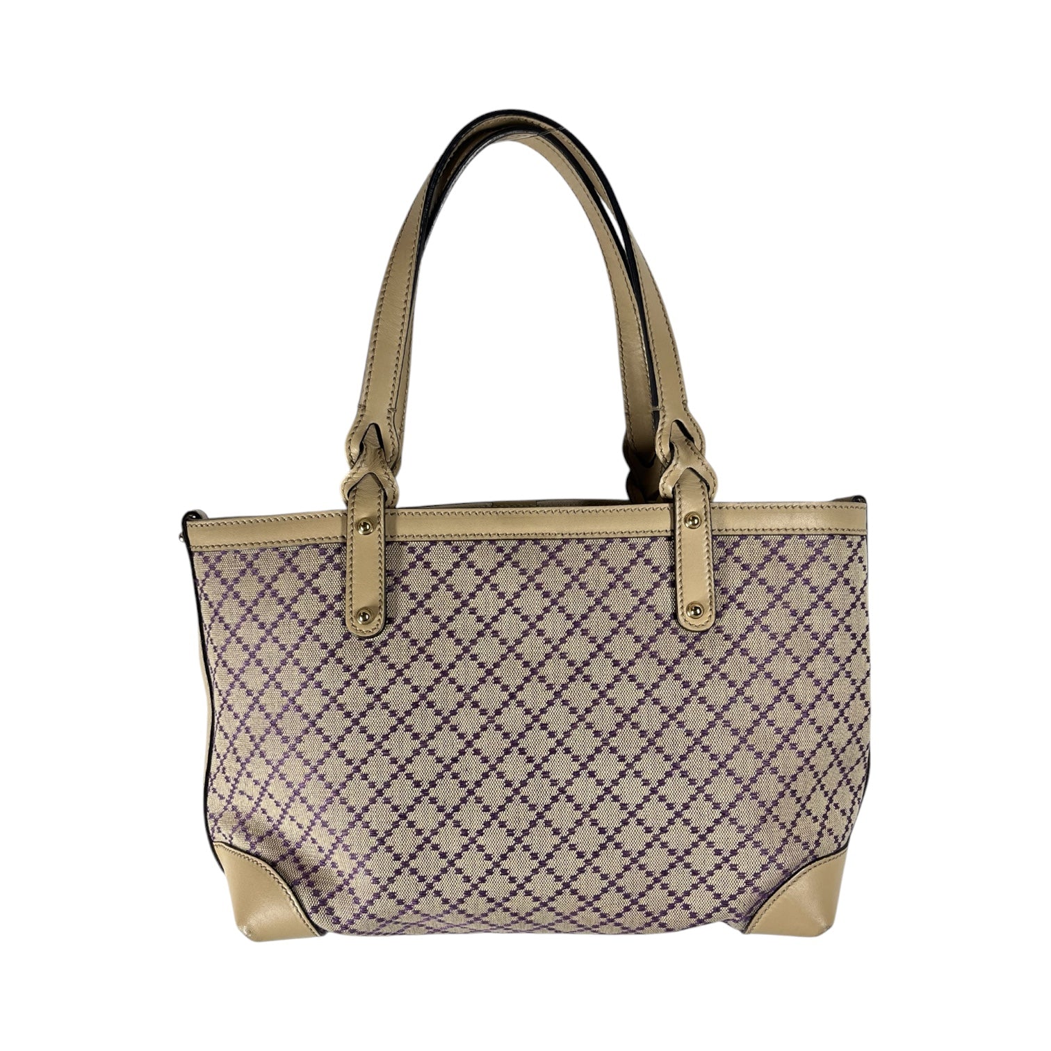 GUCCI/Hand Bag/Monogram/Cotton/BEG/PURPLE DIAMOND PATTERN view 2