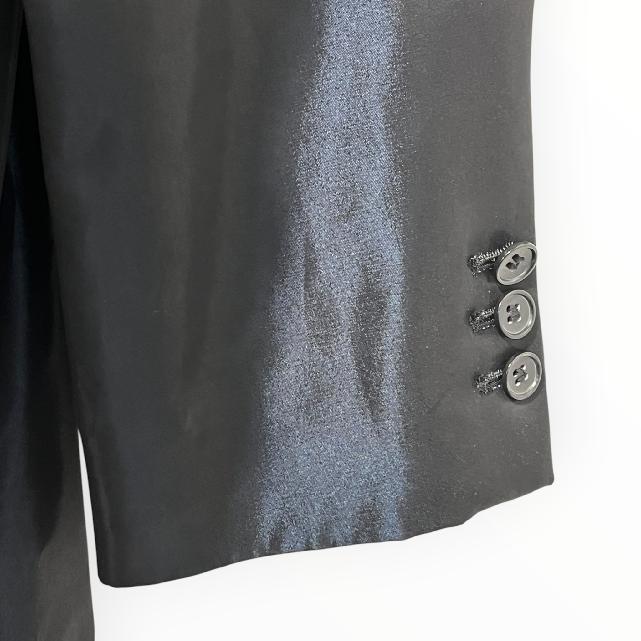 BALENCIAGA/Jacket/50/Polyester/BLK/Single Breasted/2BUTTONS LONG SUITJACKET SHINY view 4