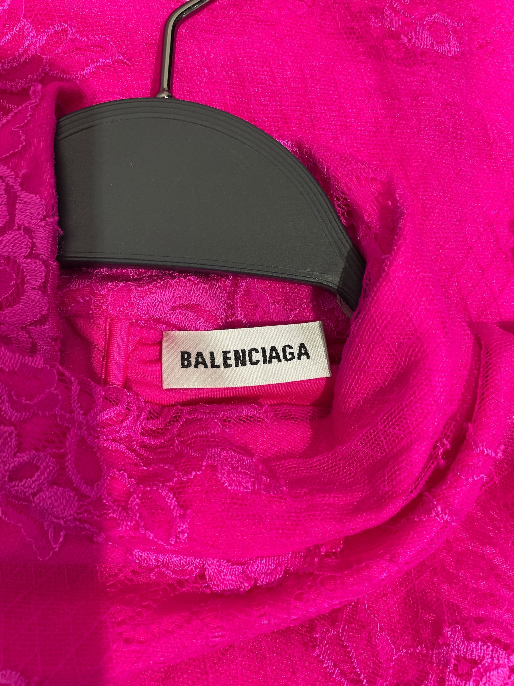 BALENCIAGA/LS Dress/34/Floral Pattern/Cotton/PNK/gloves attached view 3