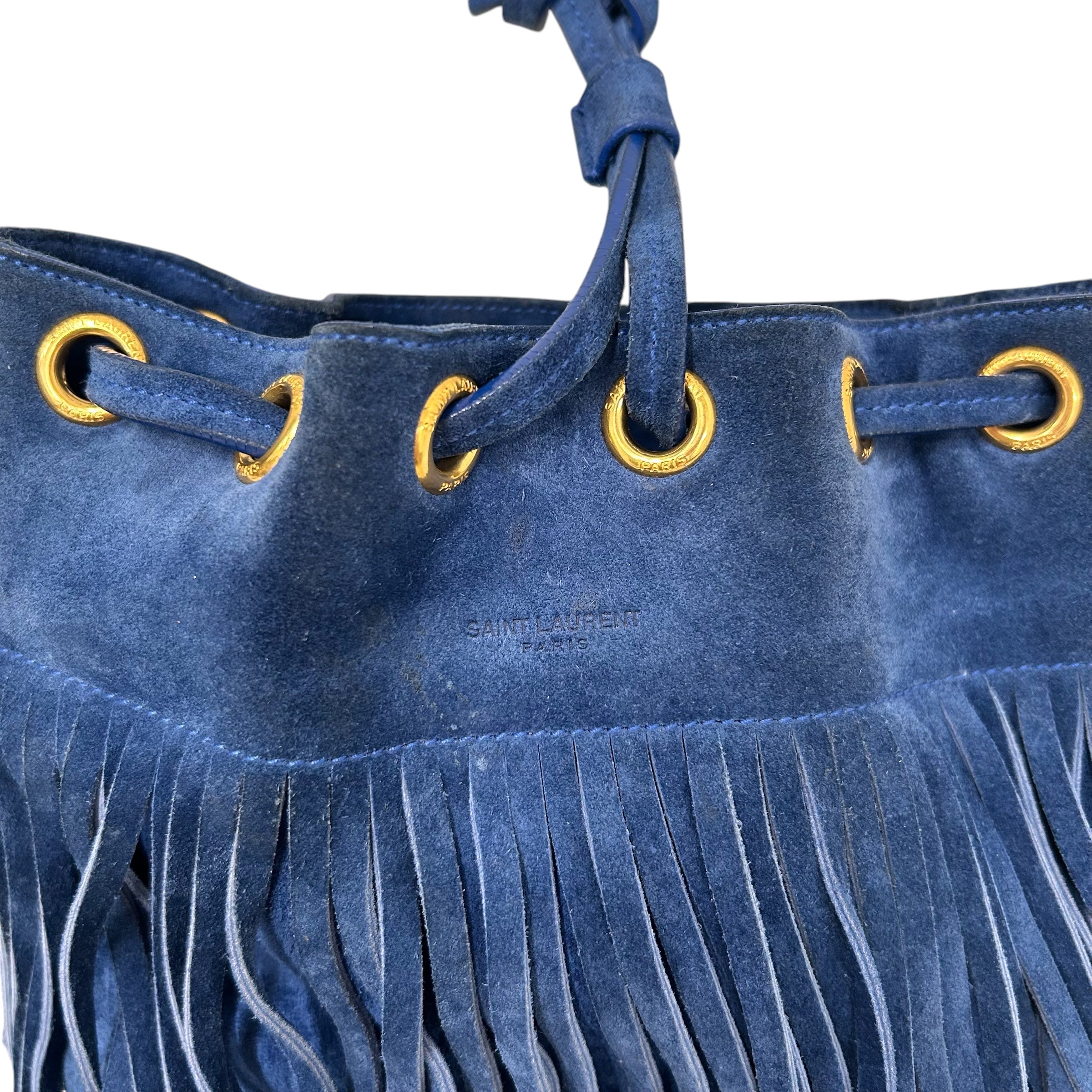 YVES SAINT LAURENT/Cross Body Bag/Suede/BLU/SADDLE BAG view 5