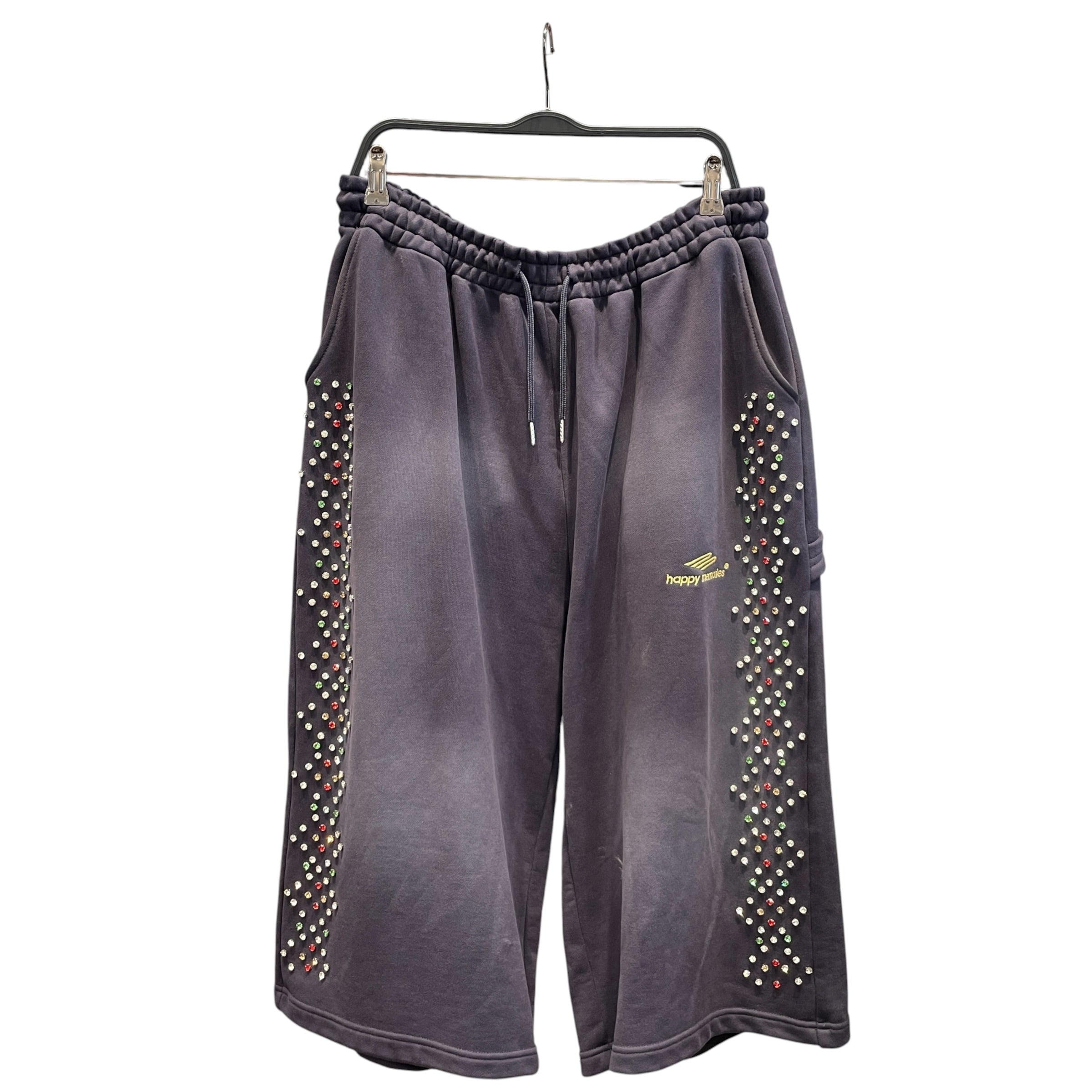 HMDD(Happy Memories Don't Die)/Pants/XL/Cotton/NVY/rhinestone stripe mlt, capri view 1