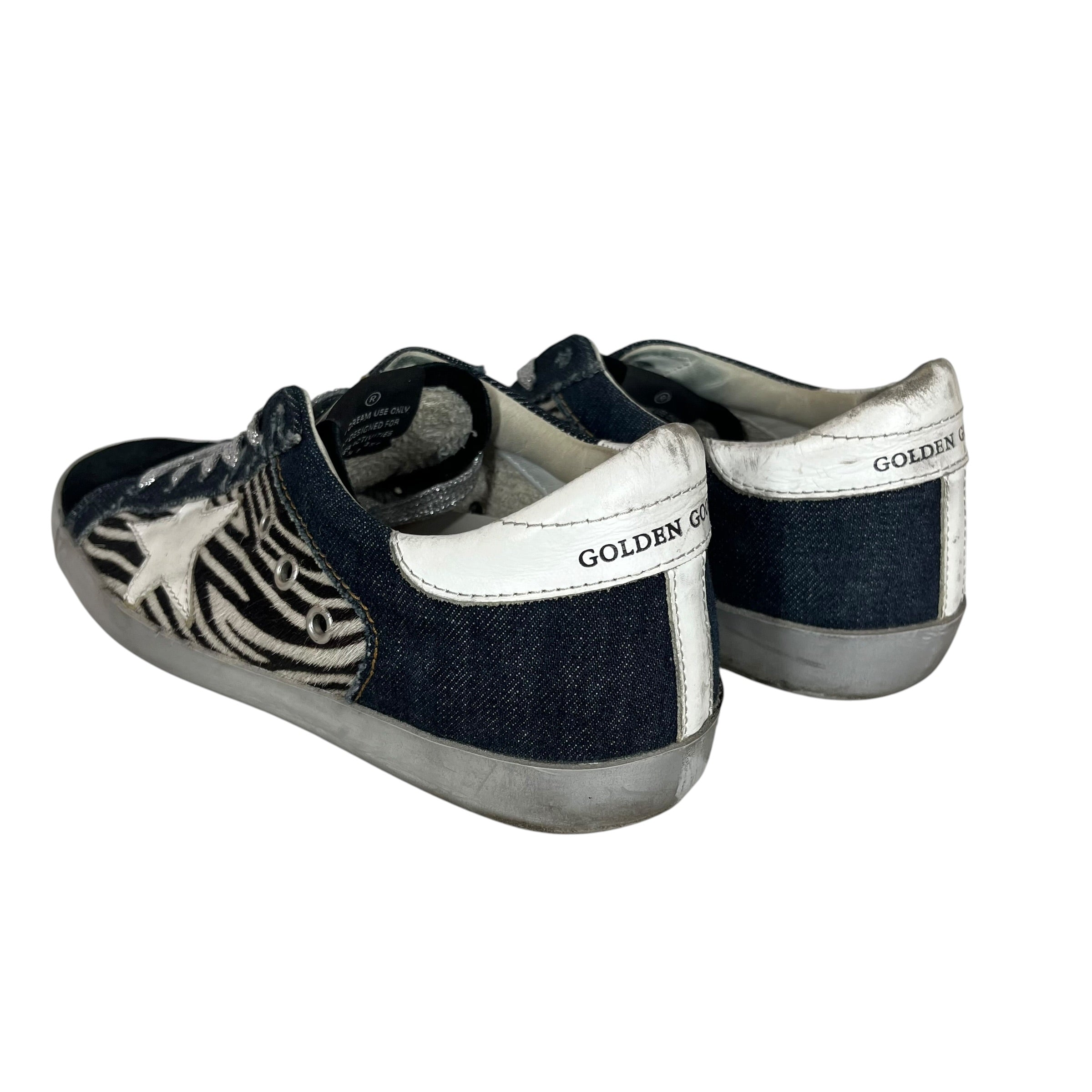 GOLDEN GOOSE/Low-Sneakers/EU 38/Animal Pattern/Fake Fur/NVY/ZEBRA/DENIM SUPERSTAR view 2