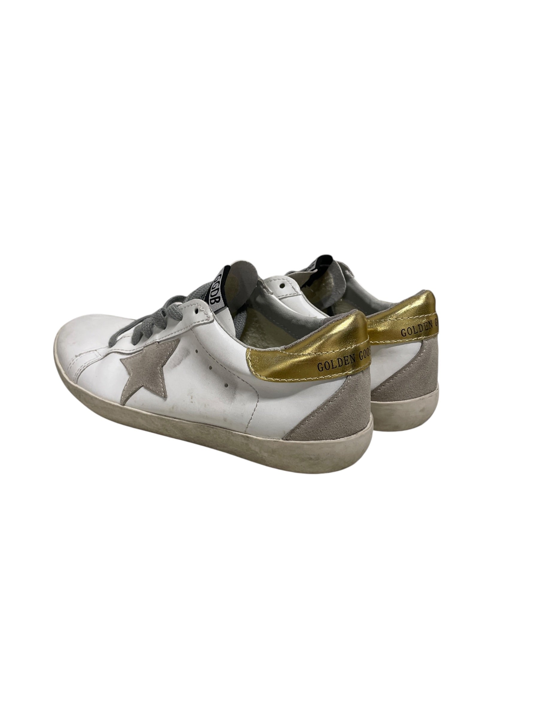 GOLDEN GOOSE/Low-Sneakers/US 6/Cotton/WHT/GOLD ANKLE view 2