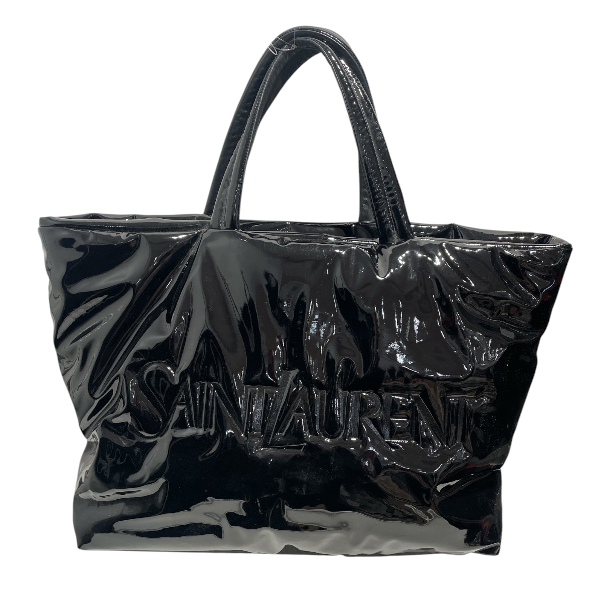 SAINT LAURENT/Tote Bag/BLK/Patent Canvas Maxi Tote view 1