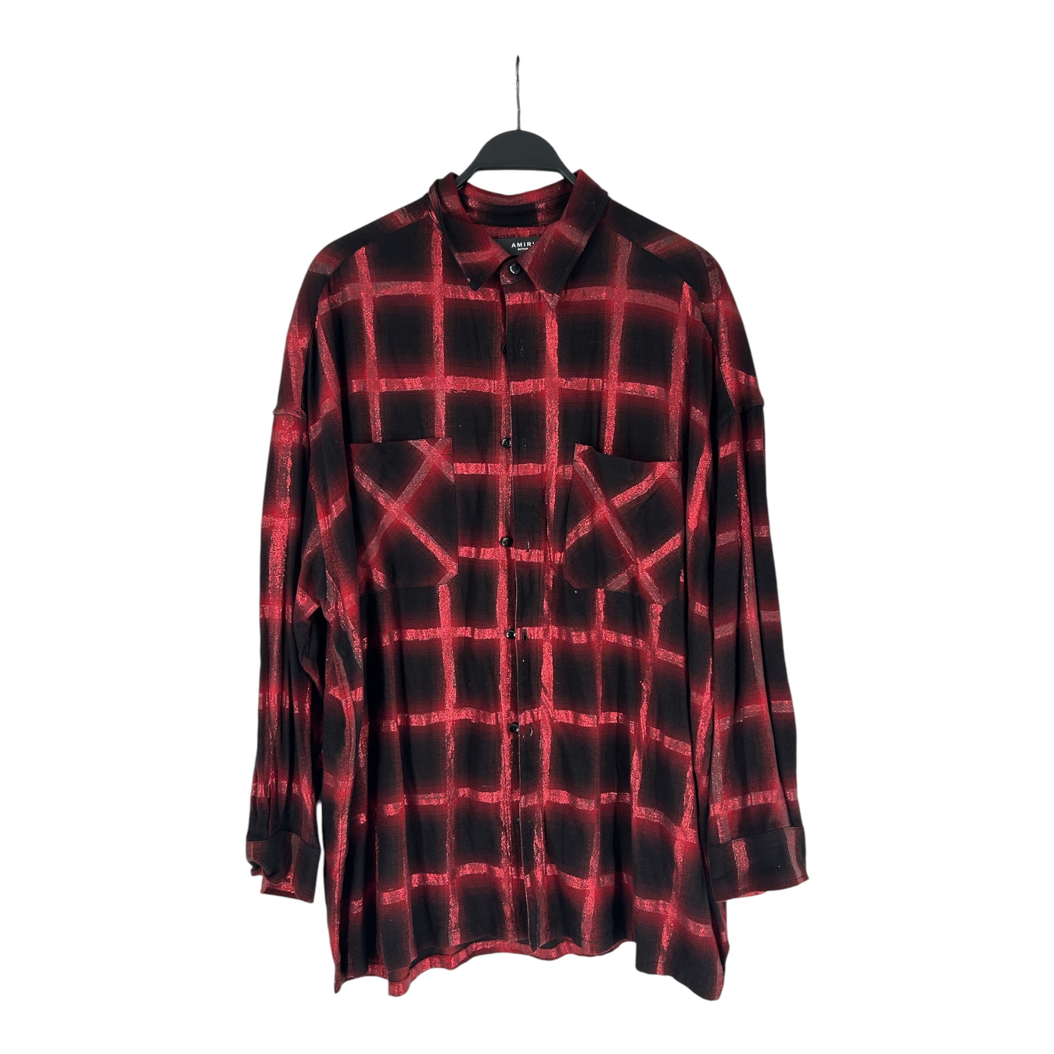 AMIRI/Flannel Shirt/M/Plaid/Cotton/RED/glitter view 1
