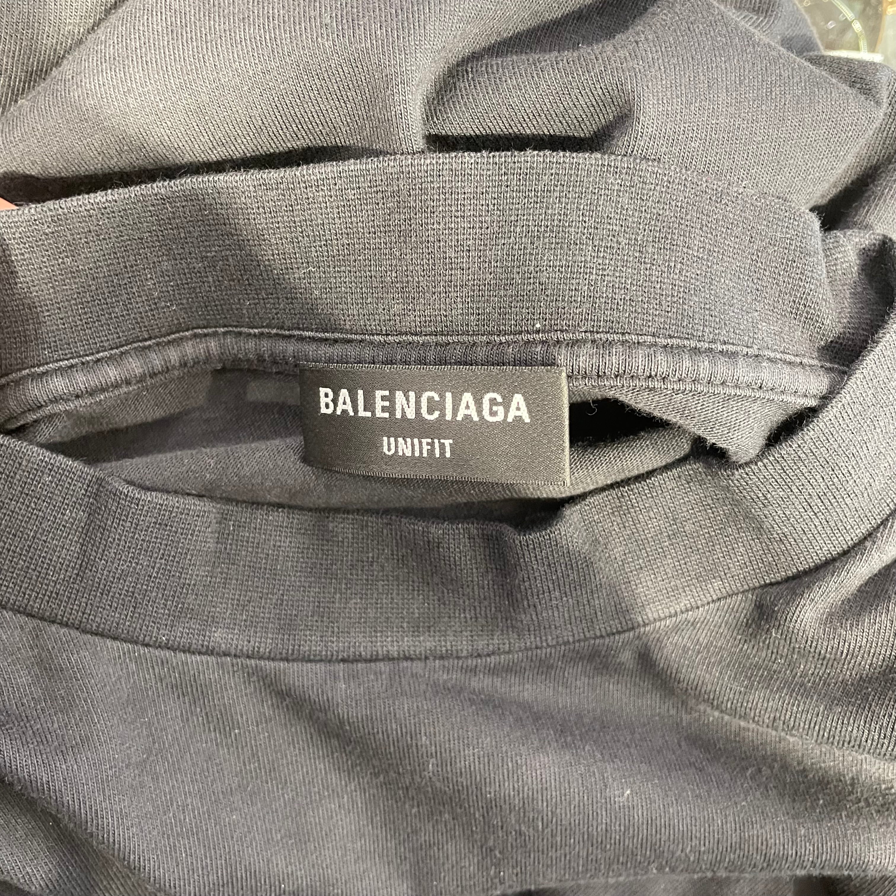 BALENCIAGA/LS T-Shirt/3/Cotton/BLK/blank logo on bottom back view 3