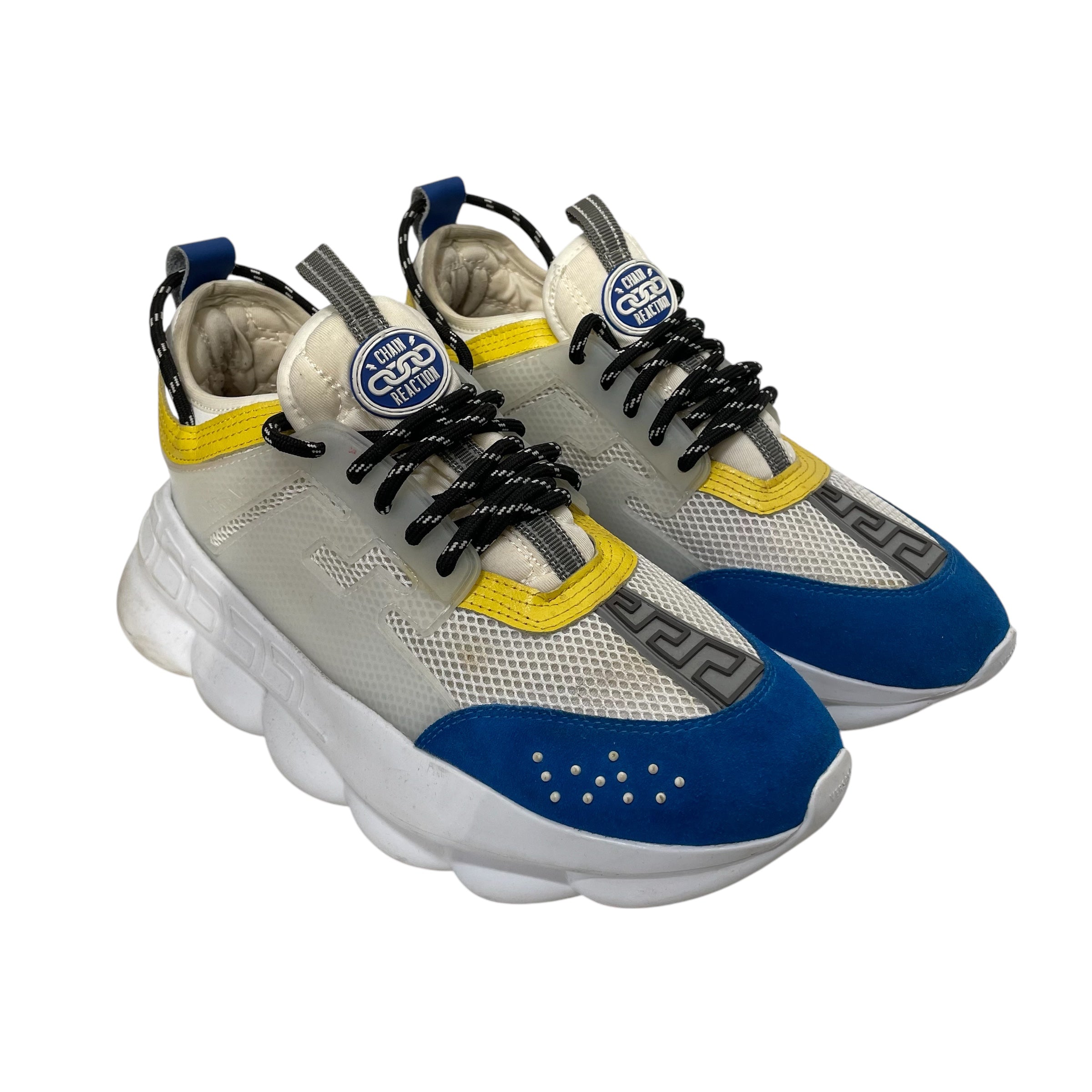 VERSACE/Low-Sneakers/US 9/Border/MLT/Chain Reaction Sneaker Wht/Blu view 1