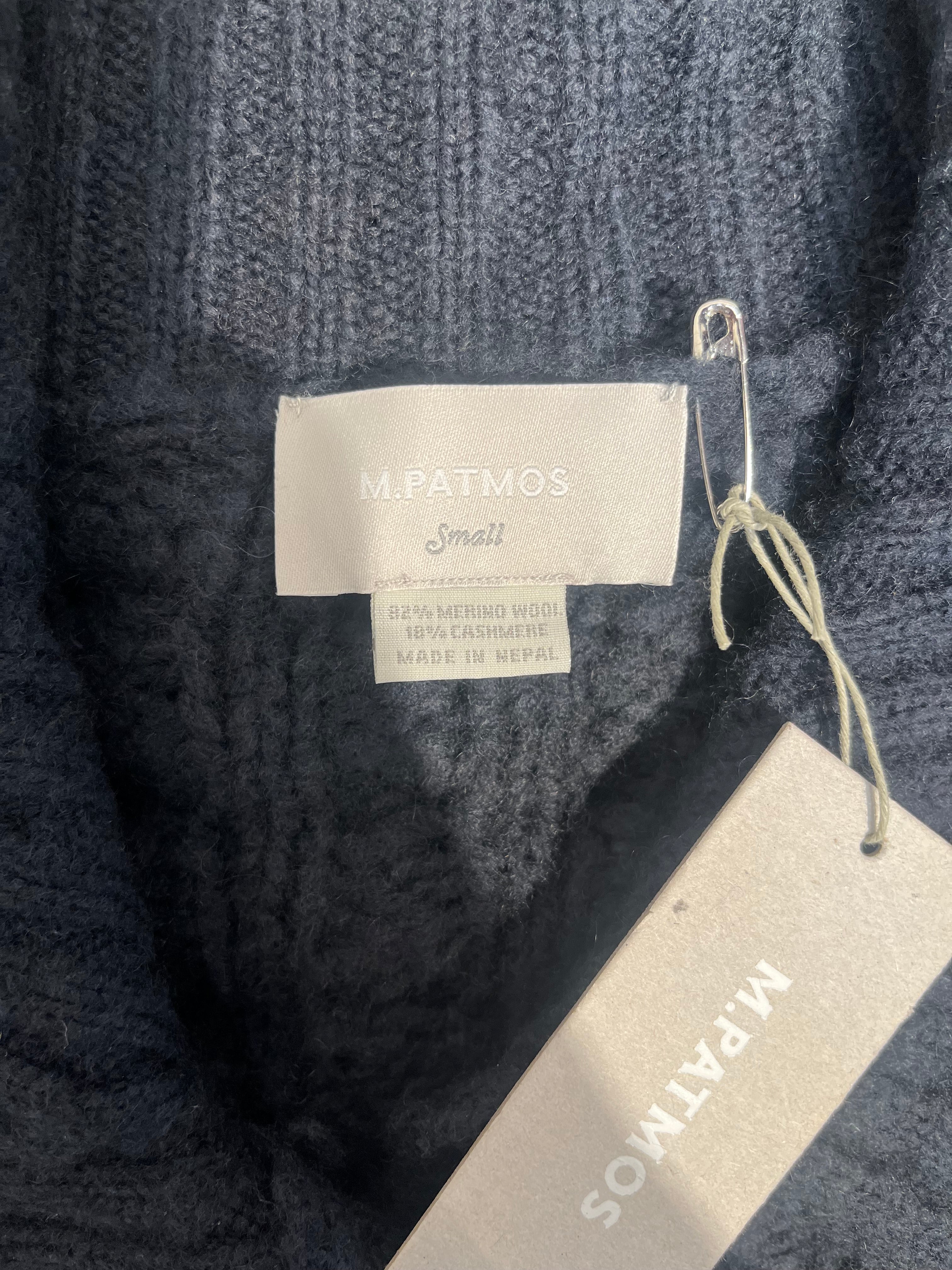 M.PATMOS/Heavy Cardigan/S/Cashmere/BLK/CABLE KNIT COLLARED SWEATER SM view 3